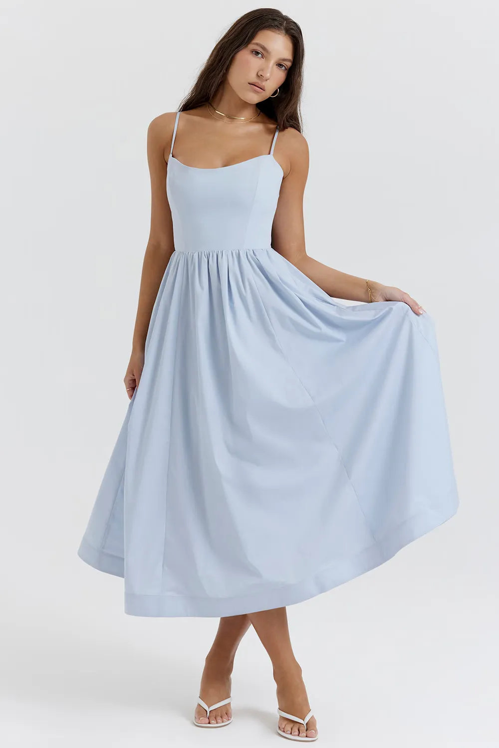Vestido Feminino Liso Midi Modelo Clearence