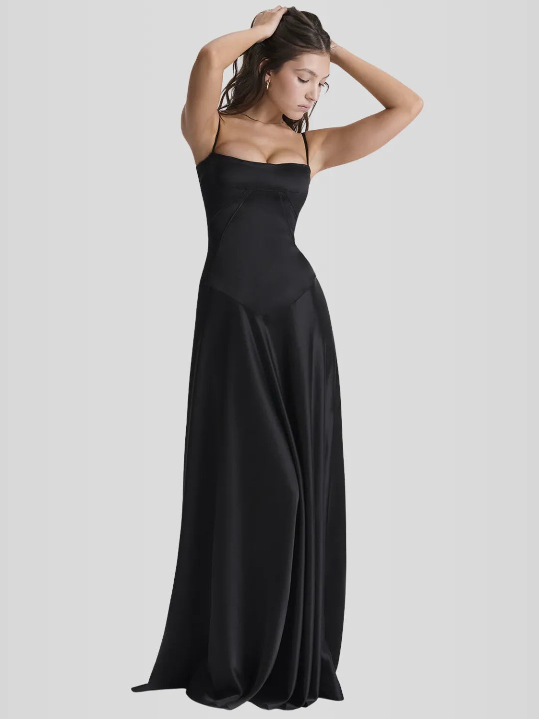 Vestido Longo Com Cetim Sedoso - Modelo Tyana