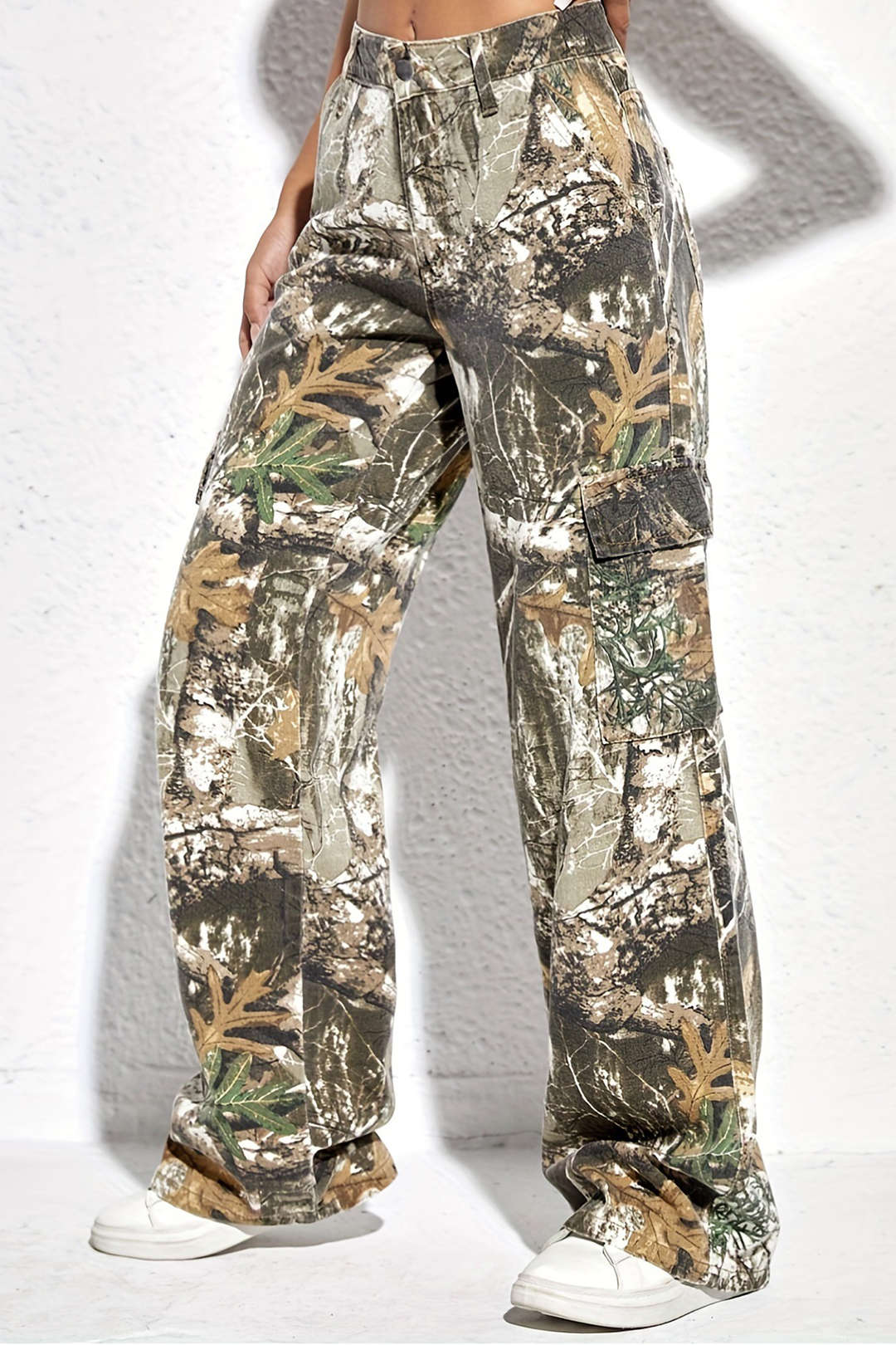 Calça Cargo Jeans Estampada Abstract