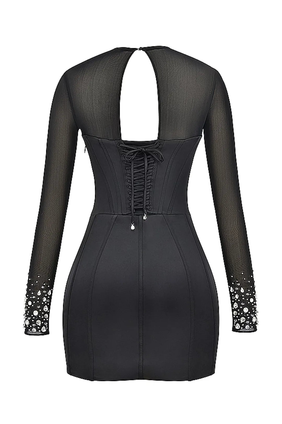 Vestido Curto Preto Modelador Com Cristais Refletivos Modelo Anastasia