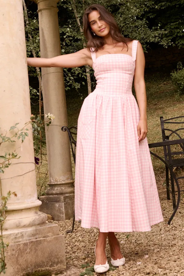 Vestido Midi Xadrez Modelador - Lauren