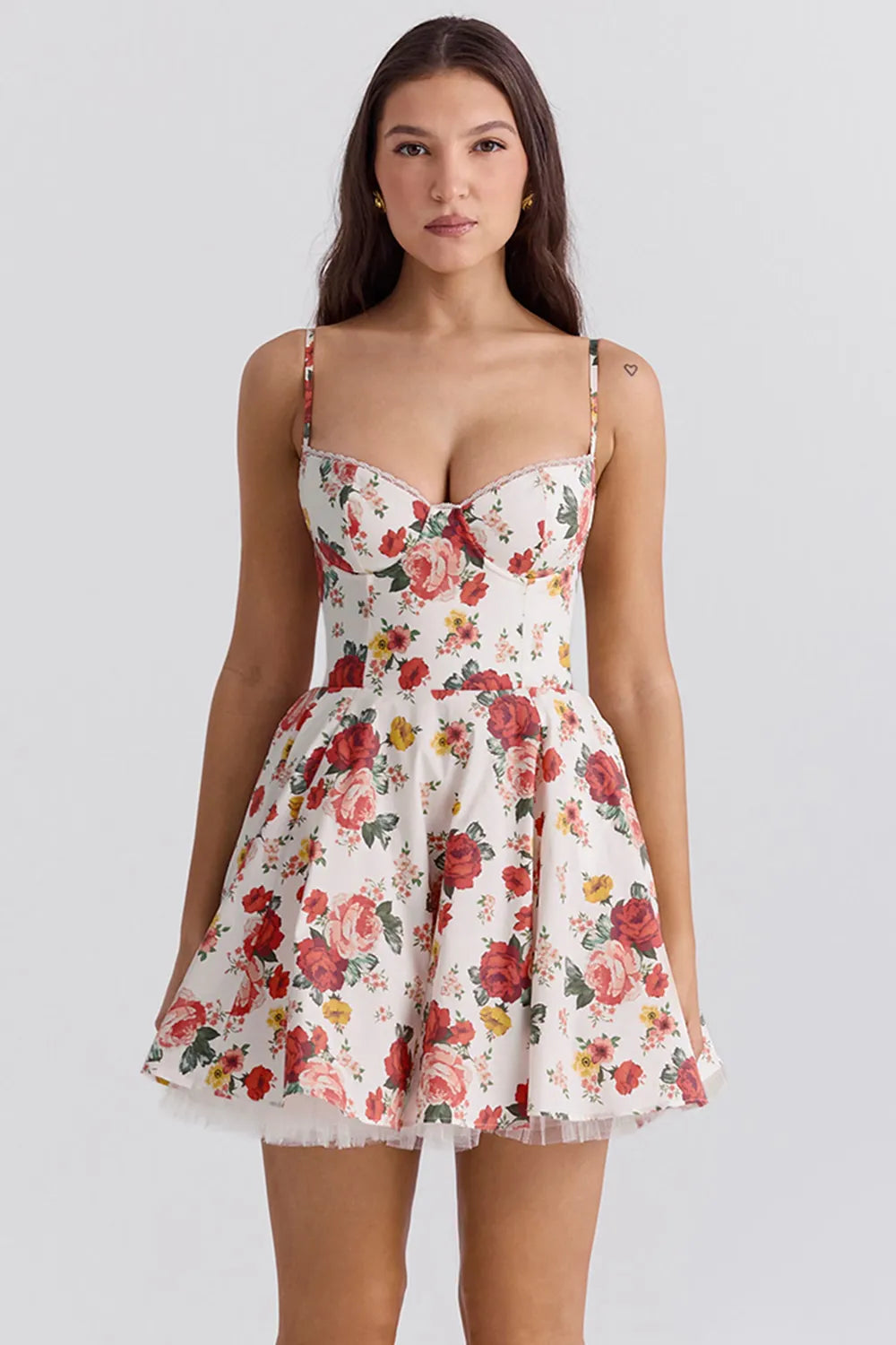 Vestido Curto Floral Modelador Com Forro - Cloe