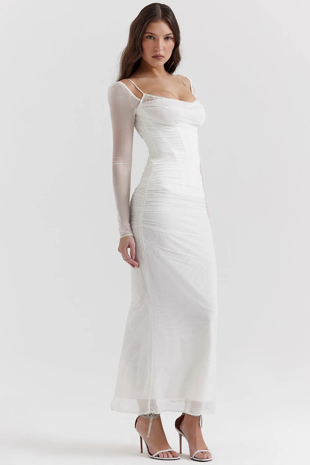 Vestido Longo Com Renda - Corpete