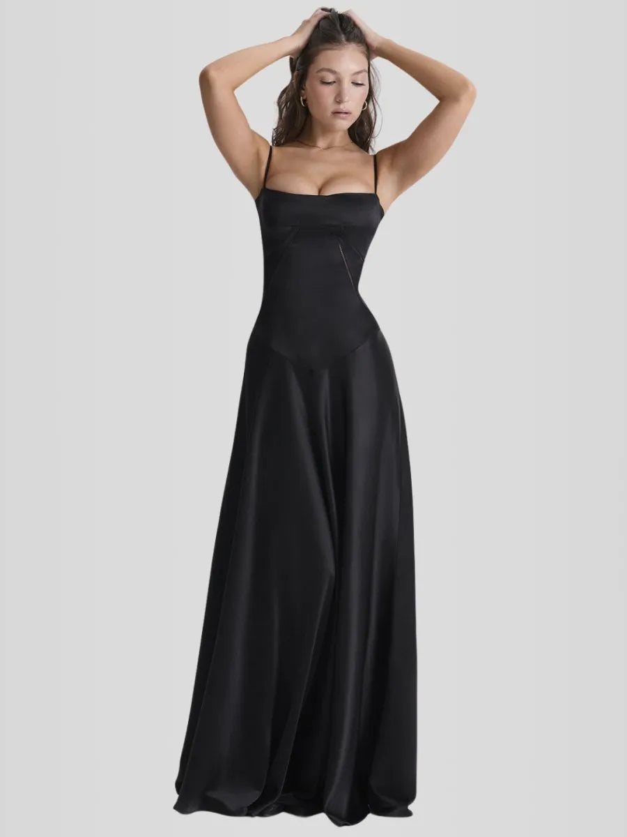 Vestido Longo Com Cetim Sedoso - Modelo Tyana