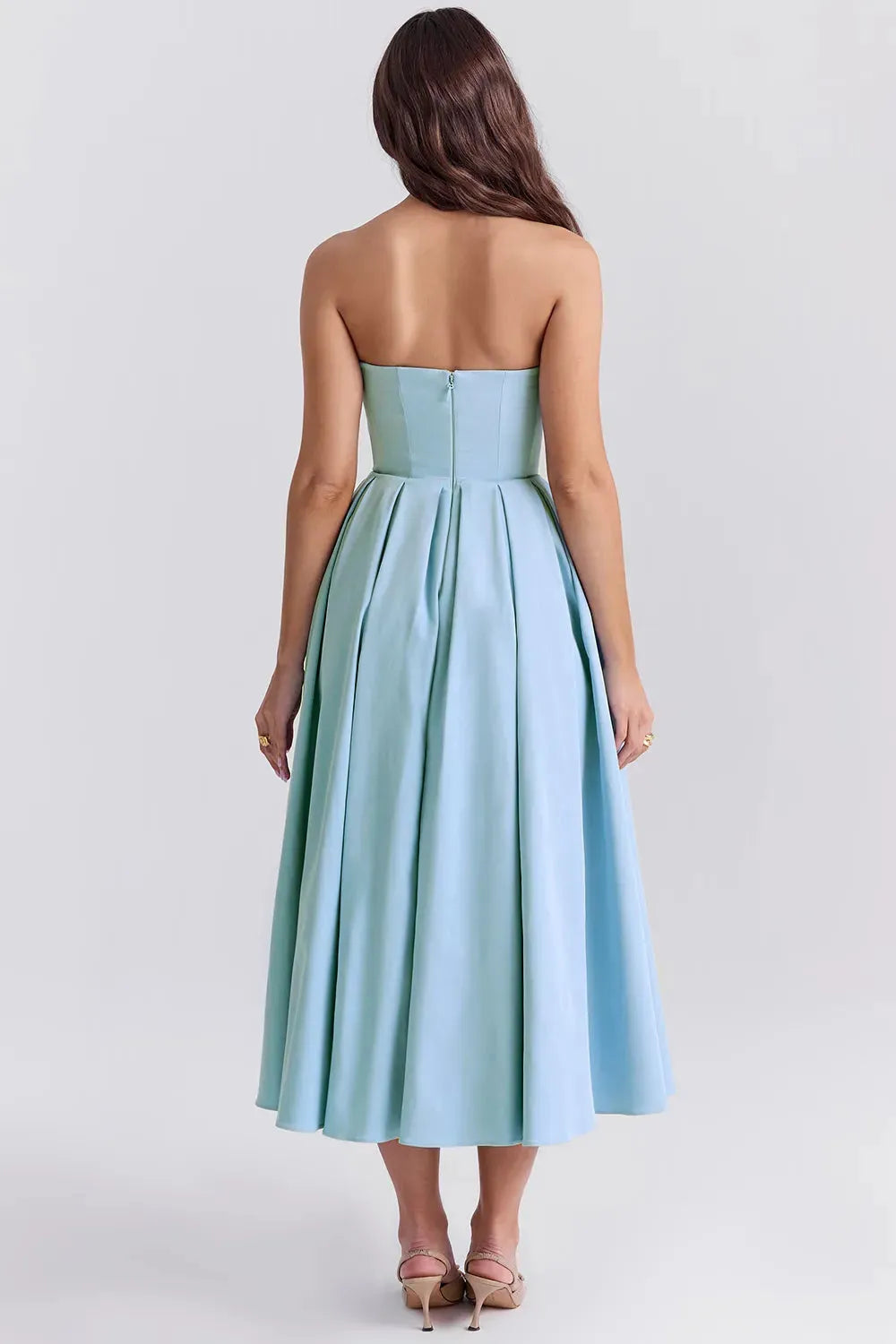 Vestido Feminino Midi Sem Alça Modelo Audrey