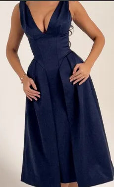 Vestido midi plissado de cetim Pêssego