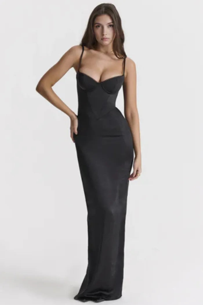 Vestido Longo Em Cetim - Modelo Isabelle