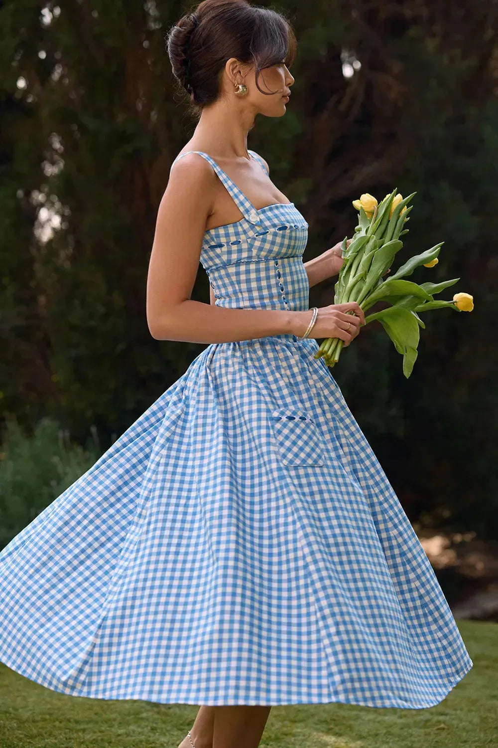 Vestido Midi Xadrez Modelador - Lauren