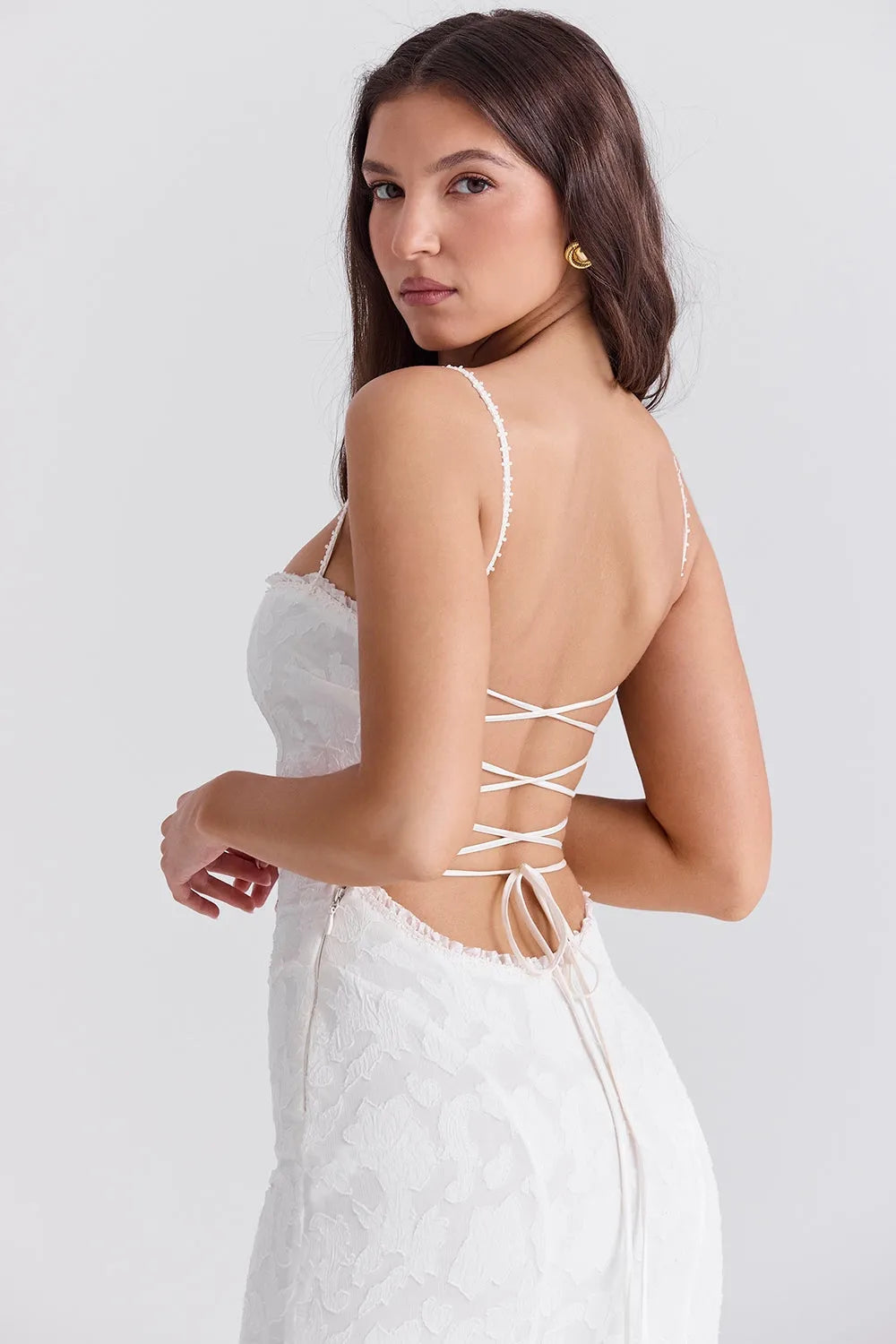 Vestido Longo Com Renda Semitransparente - Aghata