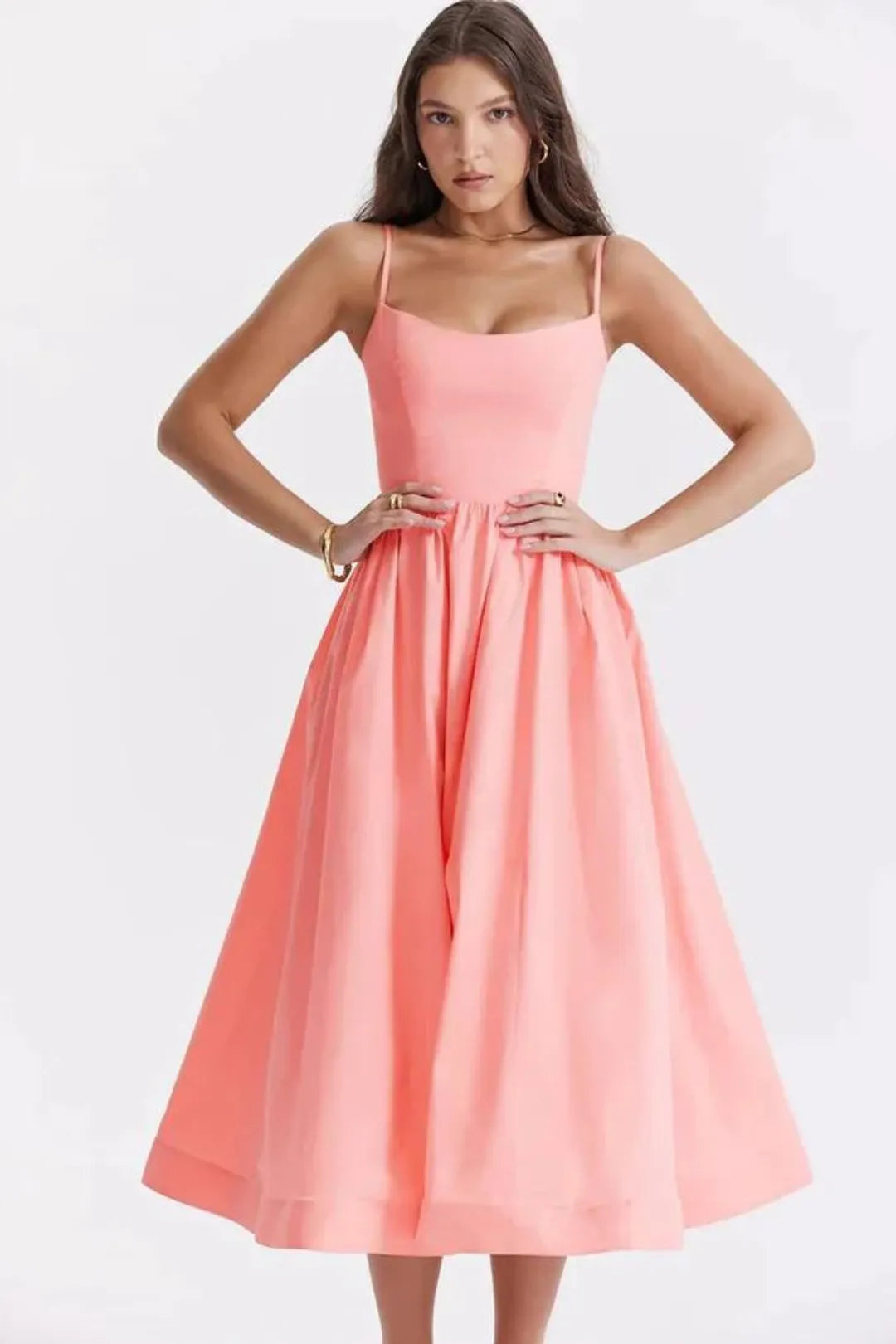 Vestido Feminino Liso Midi Modelo Clearence