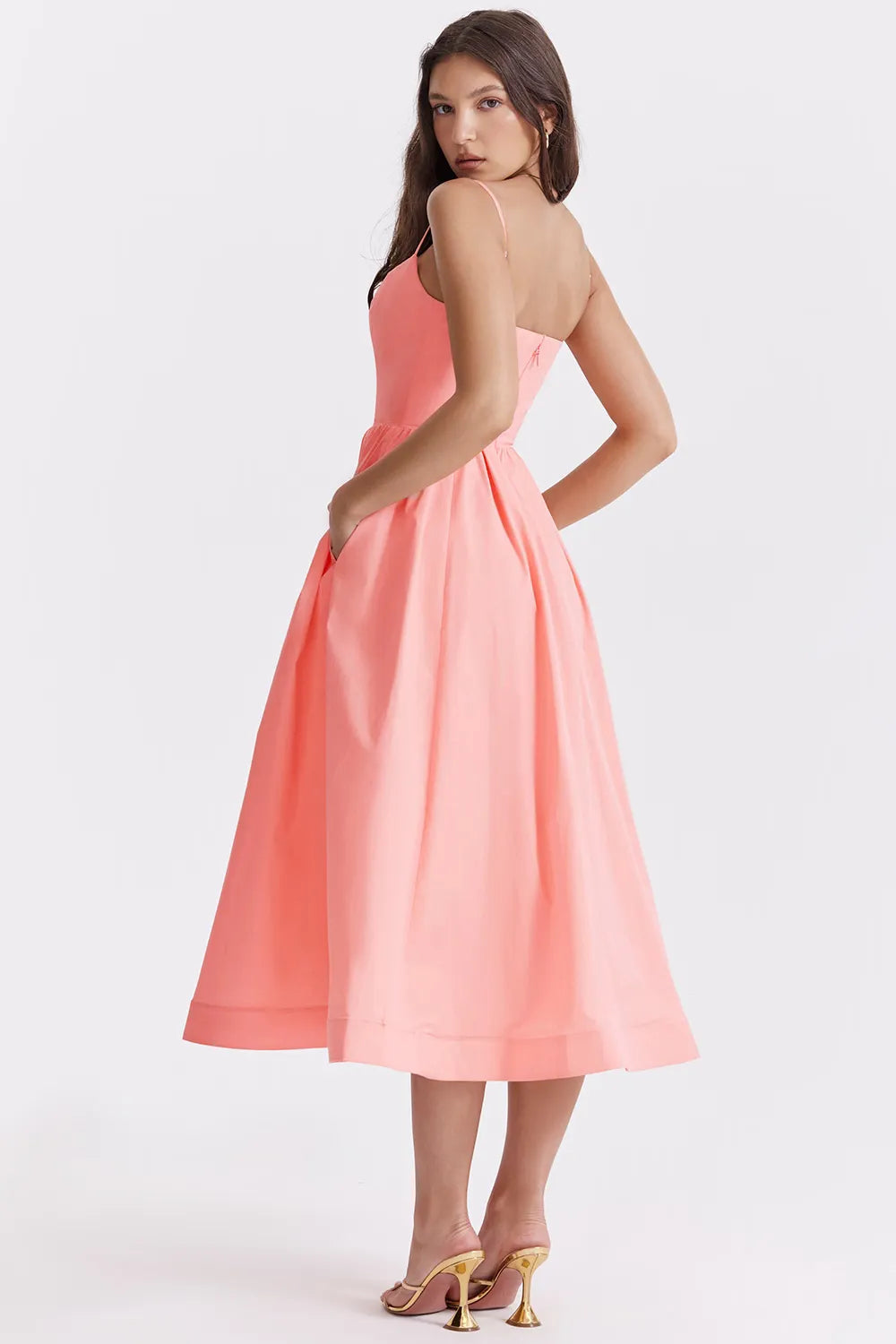 Vestido Feminino Liso Midi Modelo Clearence