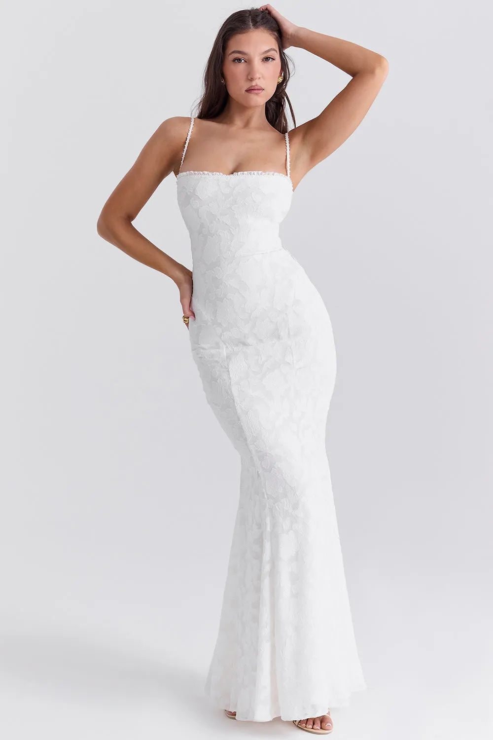 Vestido Longo Com Renda Semitransparente - Aghata