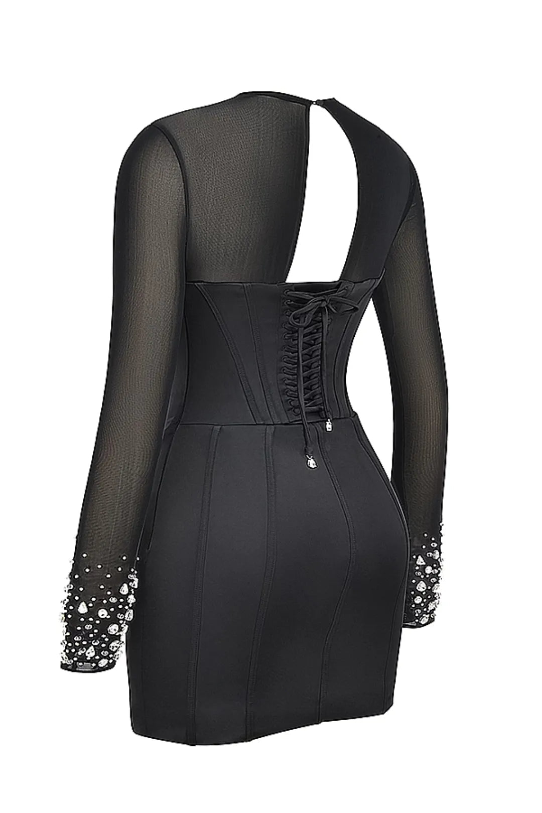 Vestido Curto Preto Modelador Com Cristais Refletivos Modelo Anastasia