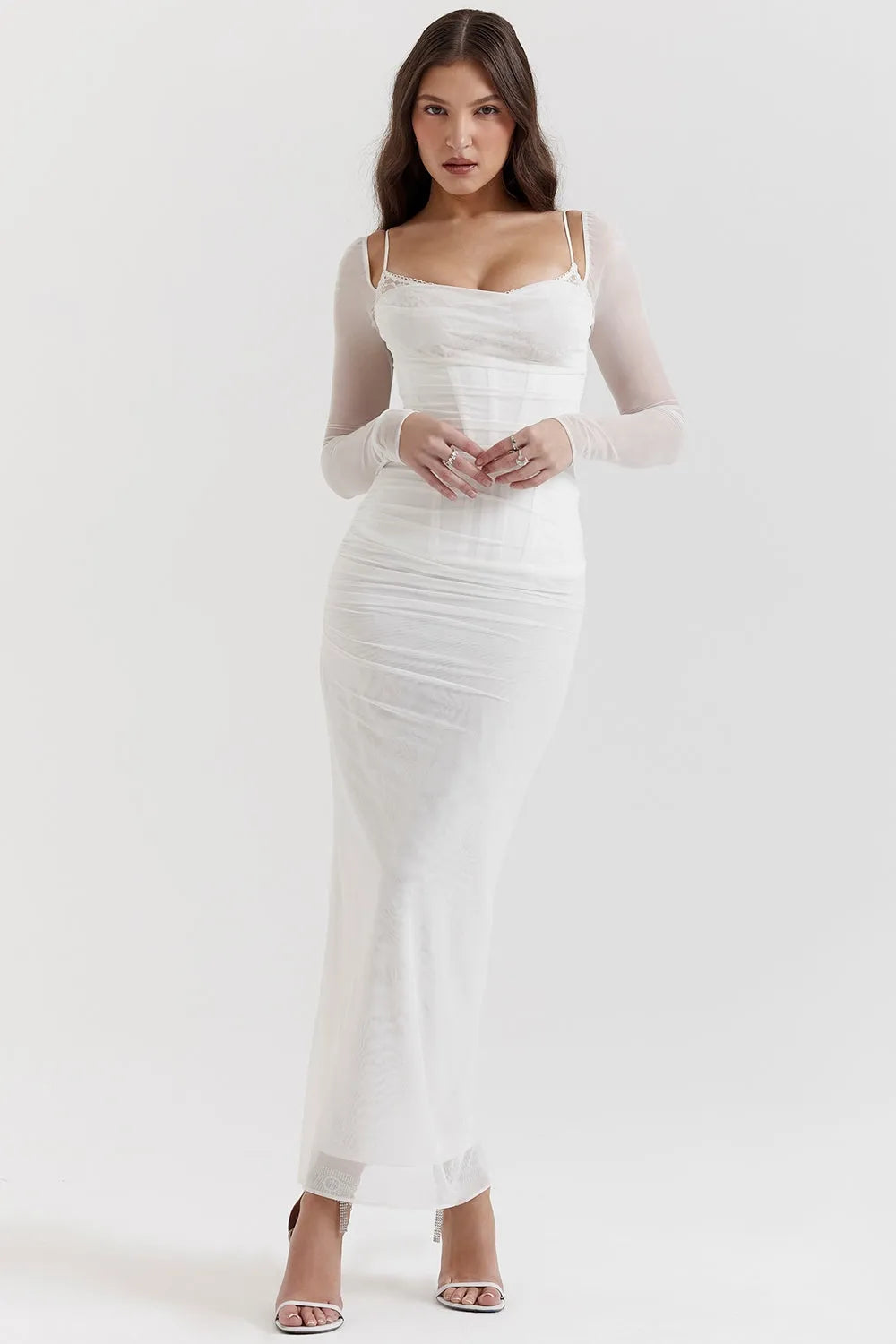 Vestido Longo Com Renda - Corpete