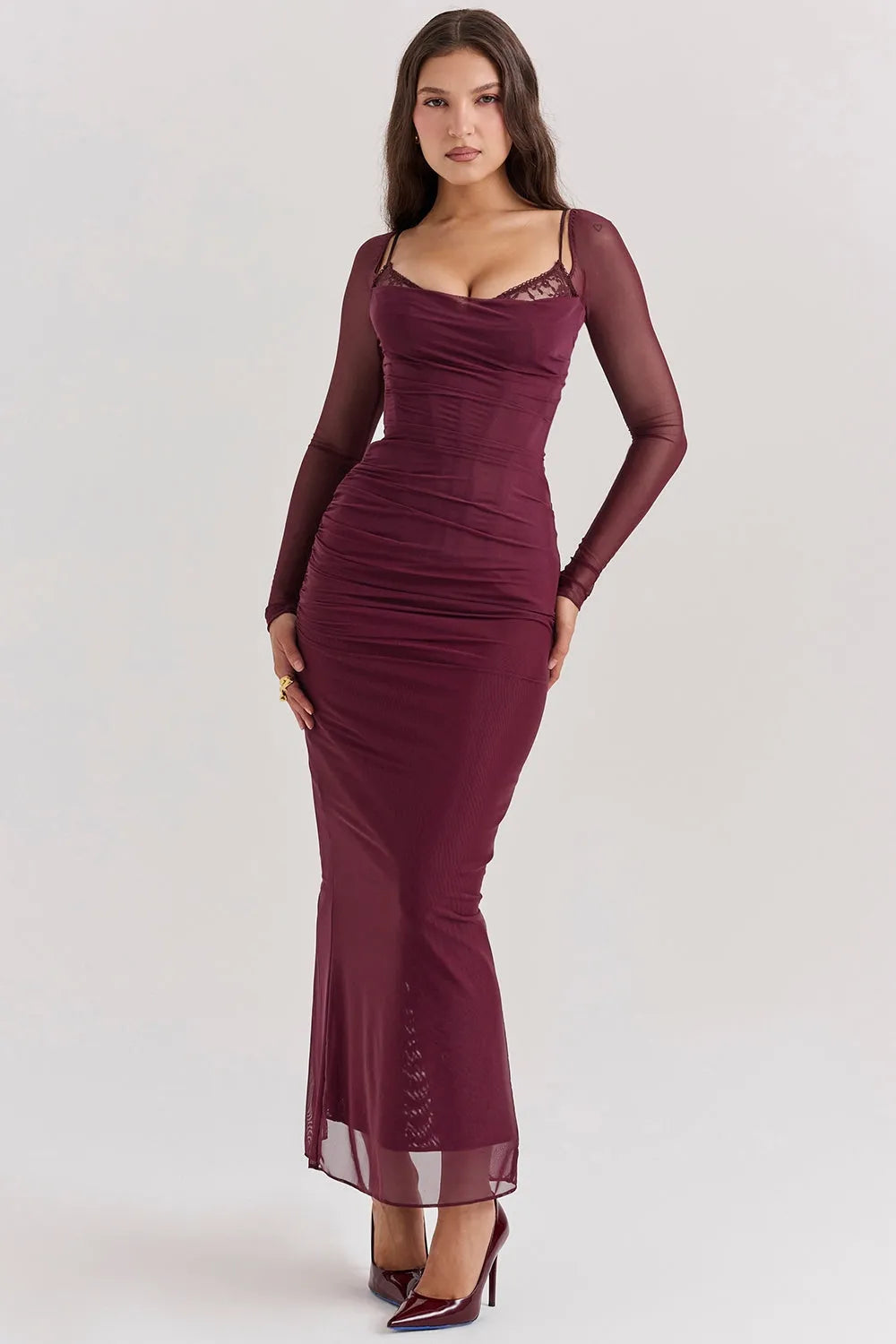 Vestido Longo Com Renda - Corpete