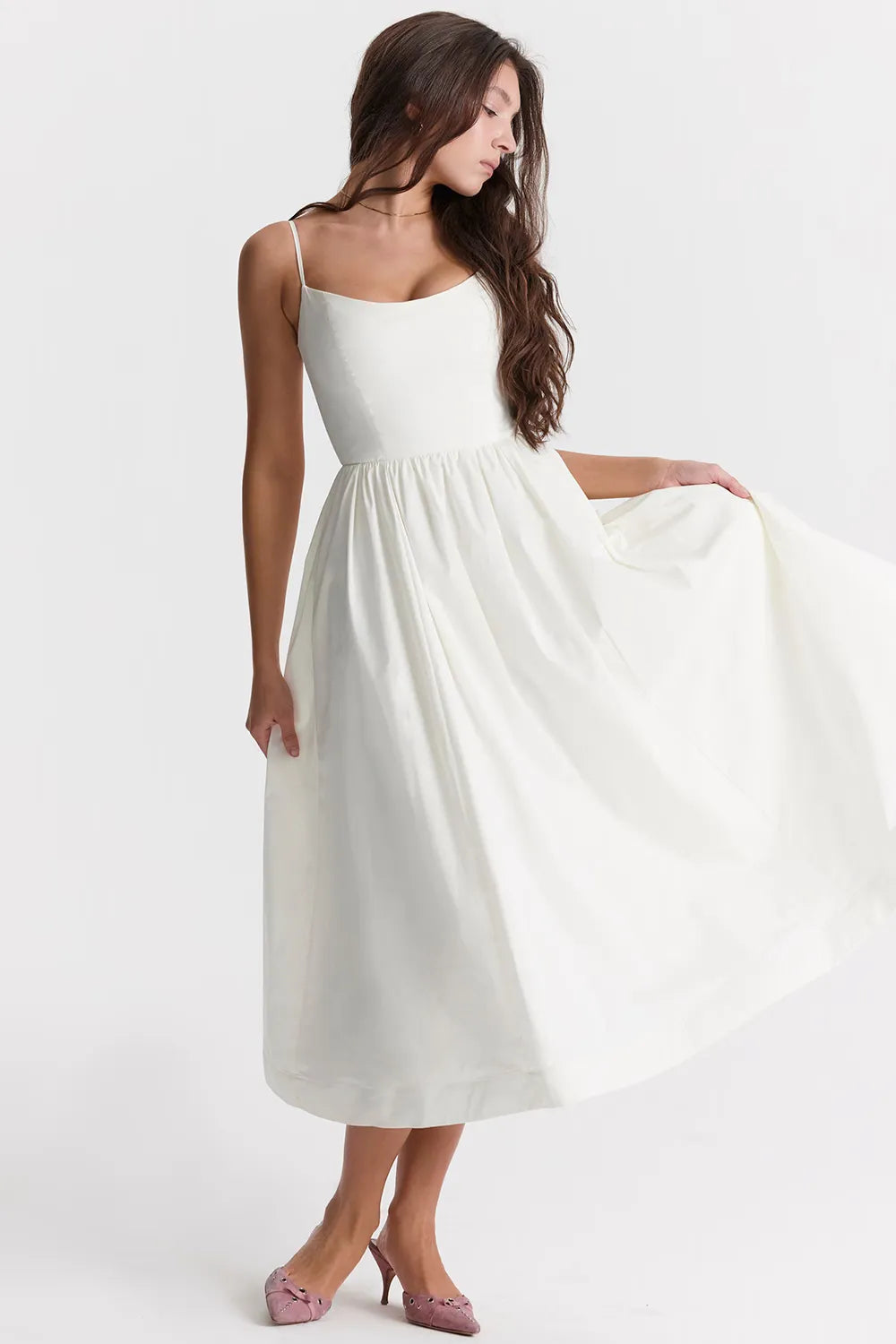 Vestido Feminino Liso Midi Modelo Clearence