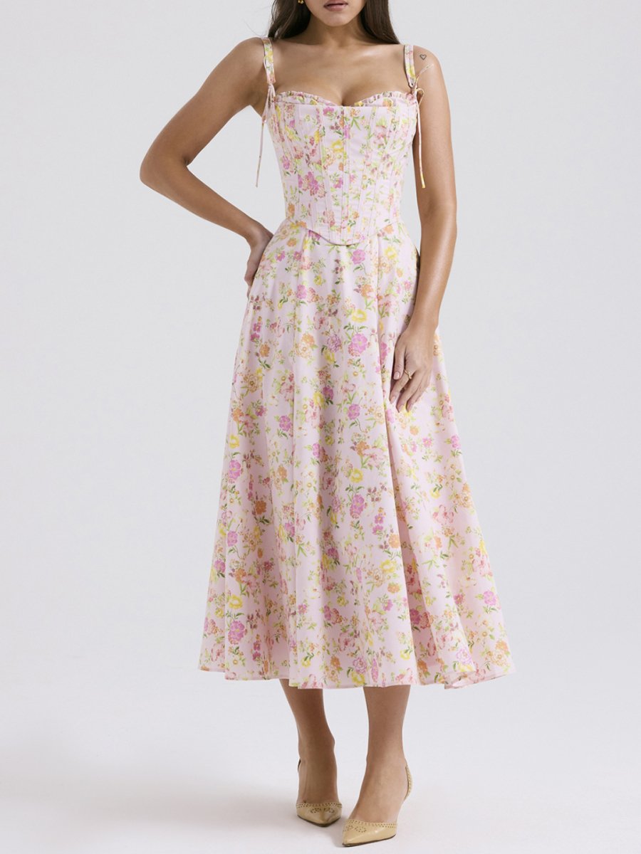 Vestido Midi Floral Modelo Anneluise