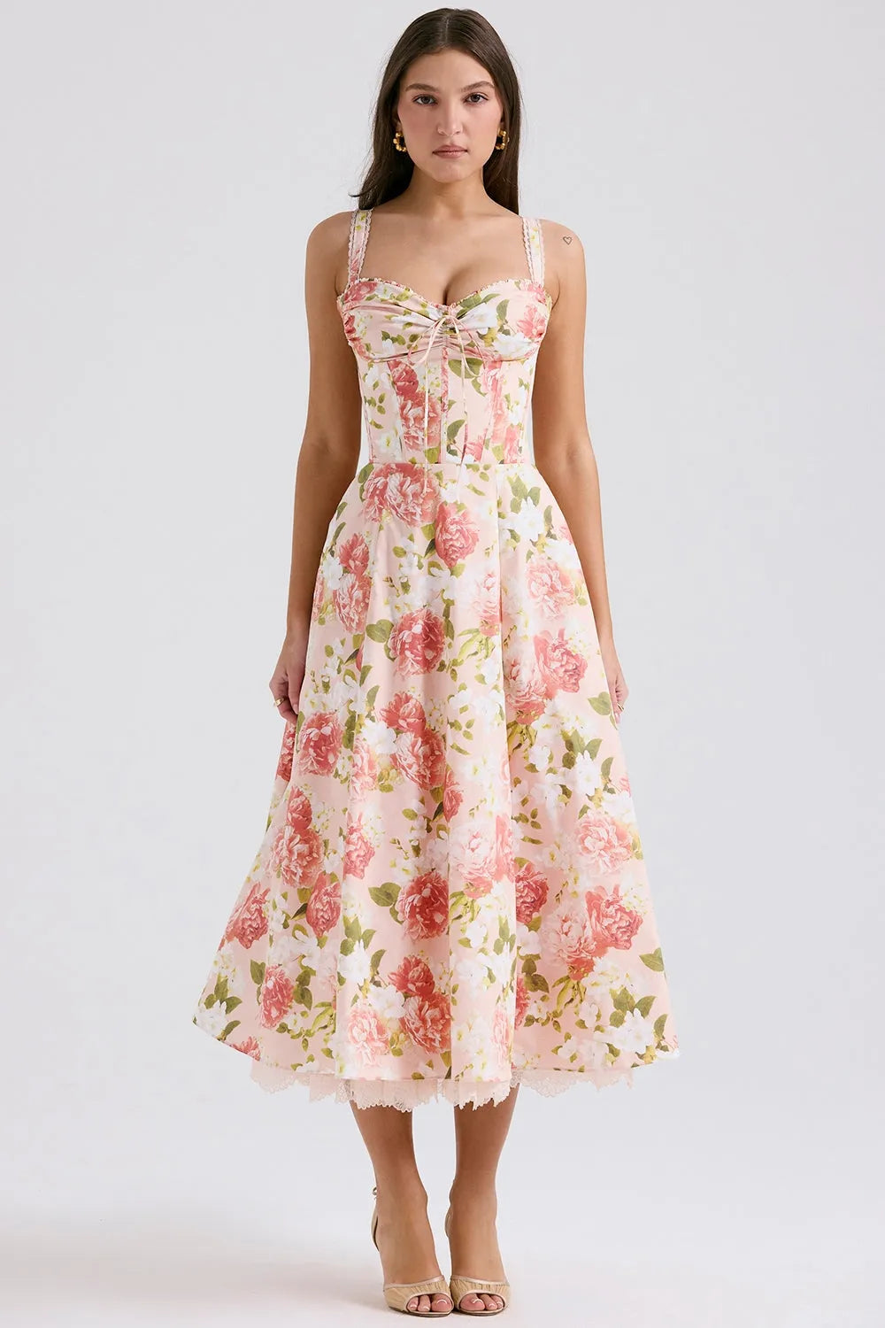 Vestido Midi Floral - Com Espartilho