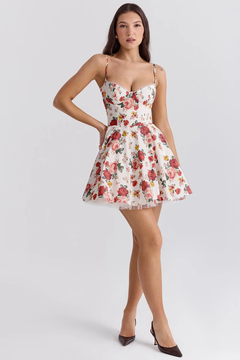 Vestido Curto Floral Modelador Com Forro - Cloe