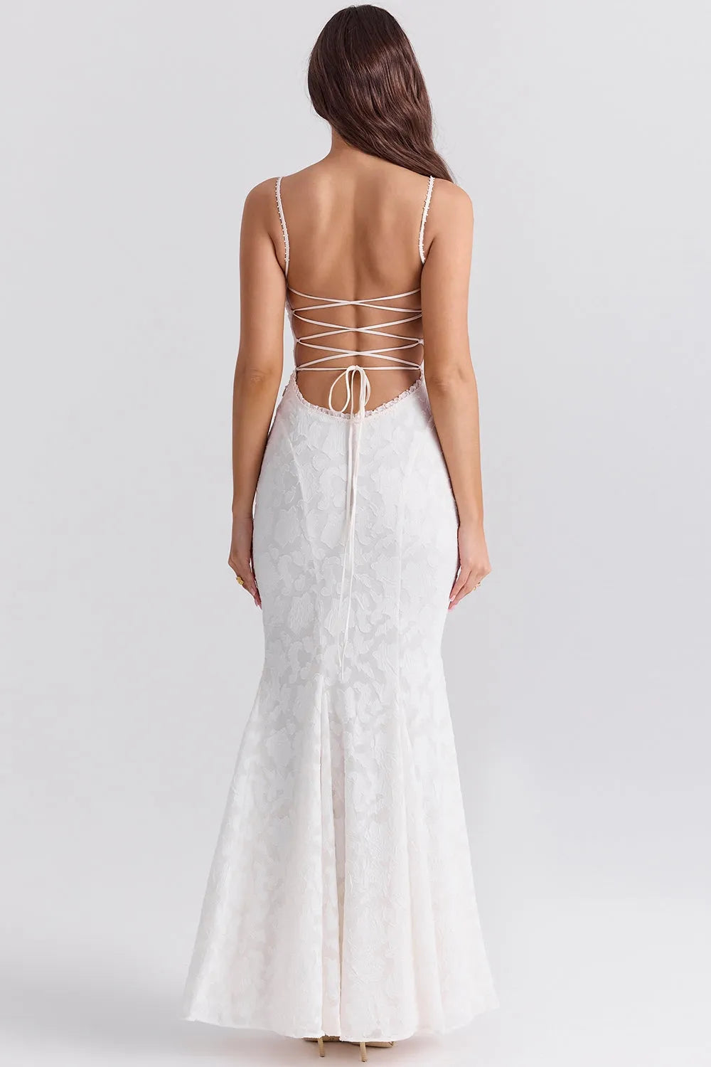 Vestido Longo Com Renda Semitransparente - Aghata