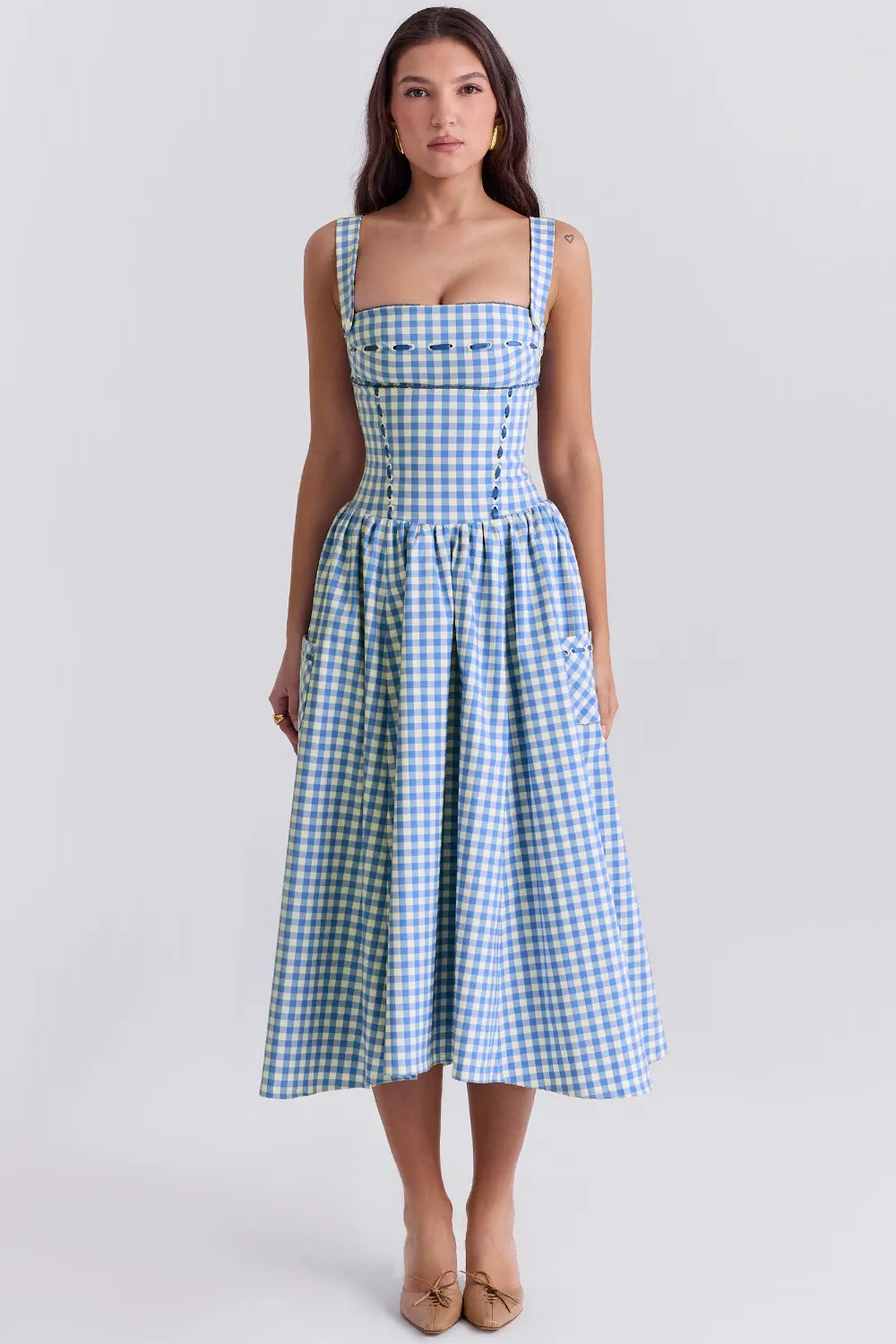 Vestido Midi Xadrez Modelador - Lauren