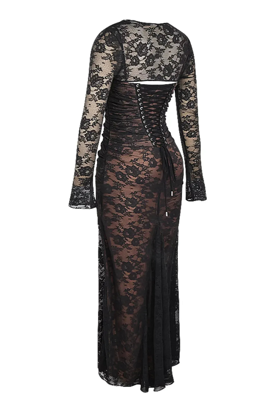 Vestido Longo de Renda Preto Modelador