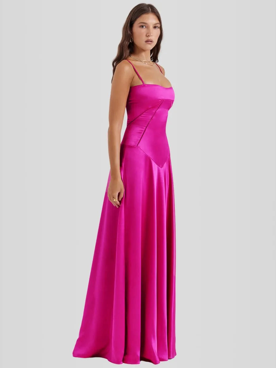 Vestido Longo Com Cetim Sedoso - Modelo Tyana