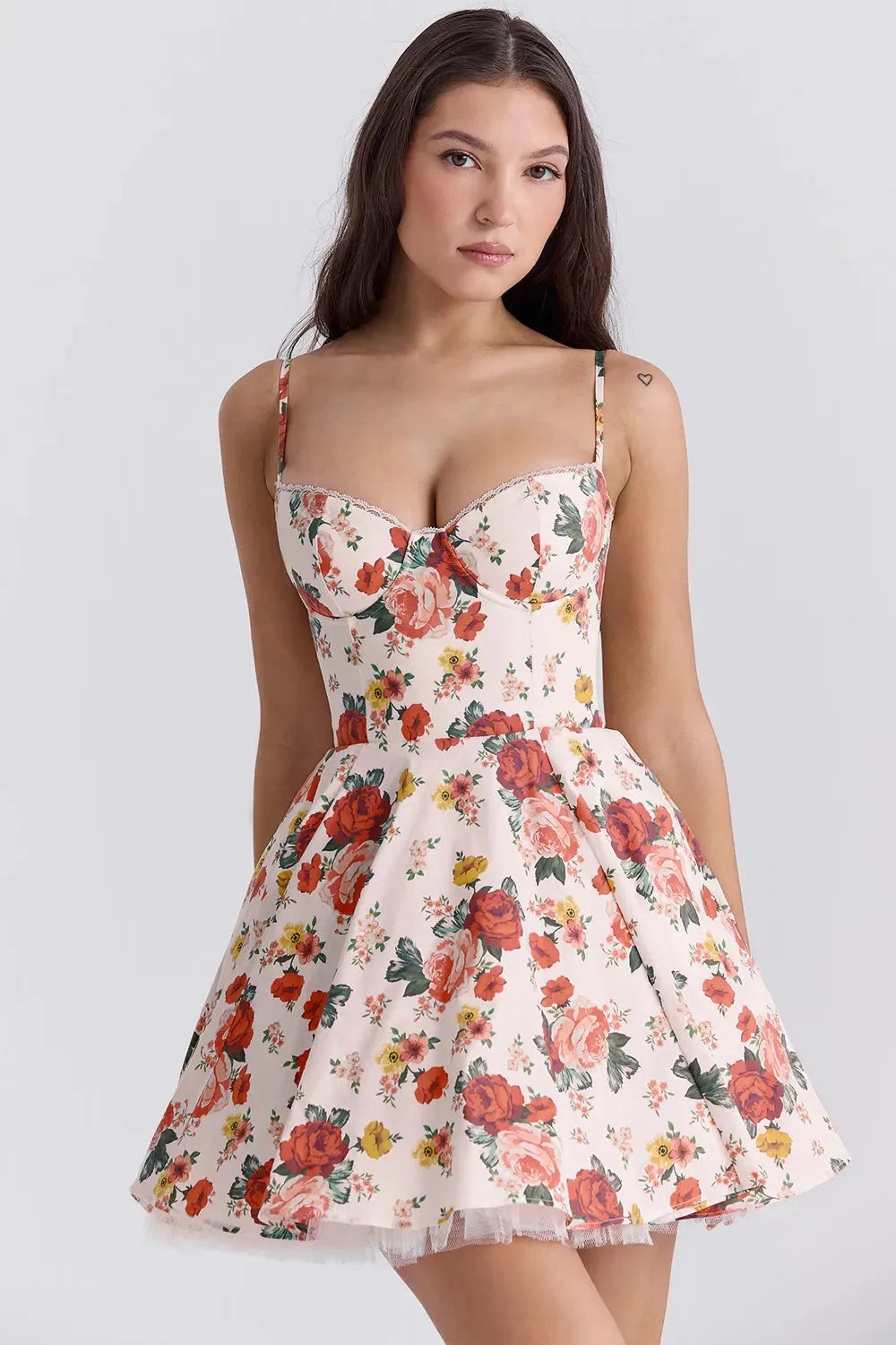 Vestido Curto Floral Modelador Com Forro - Cloe