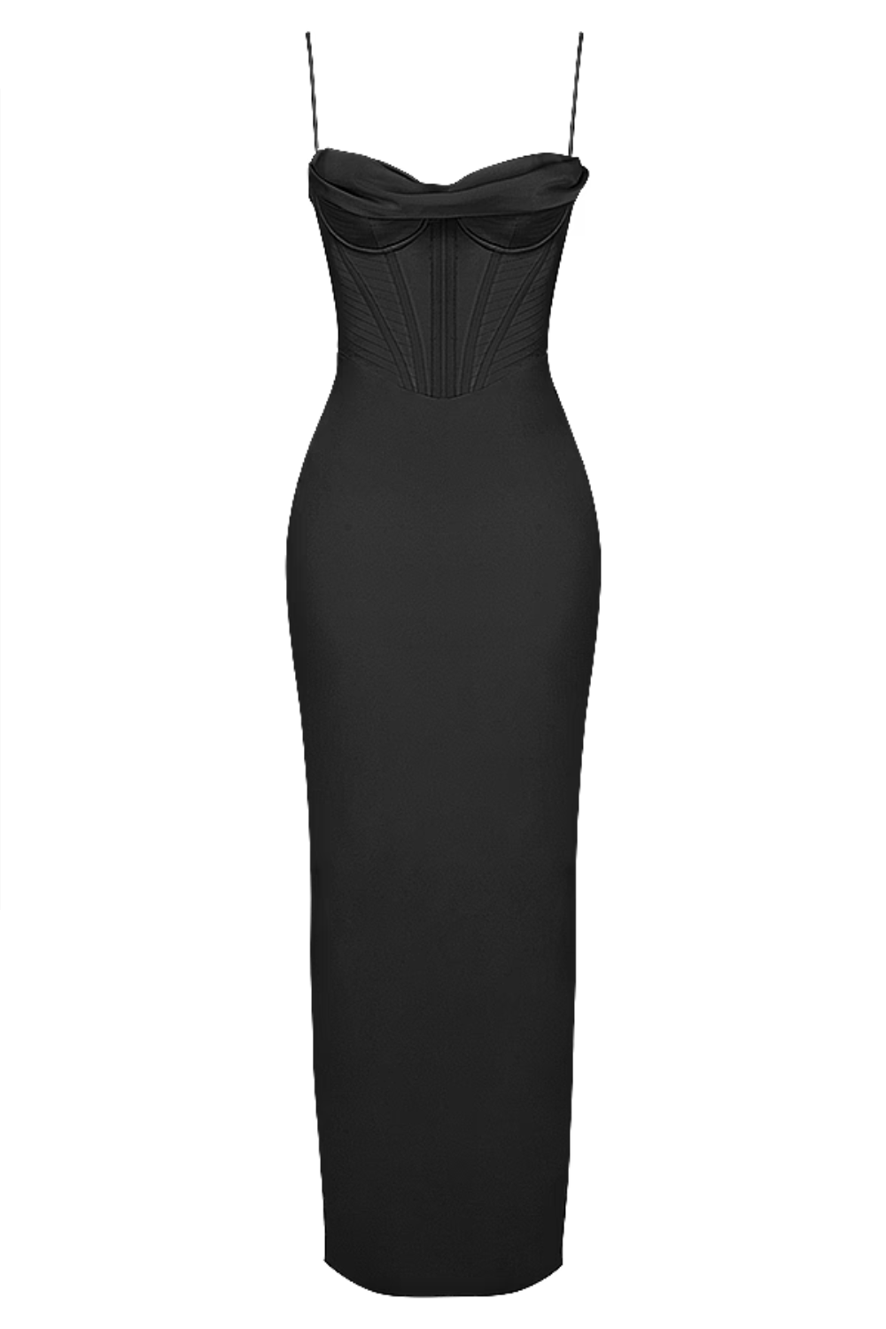 Vestido preto longo com espartilho