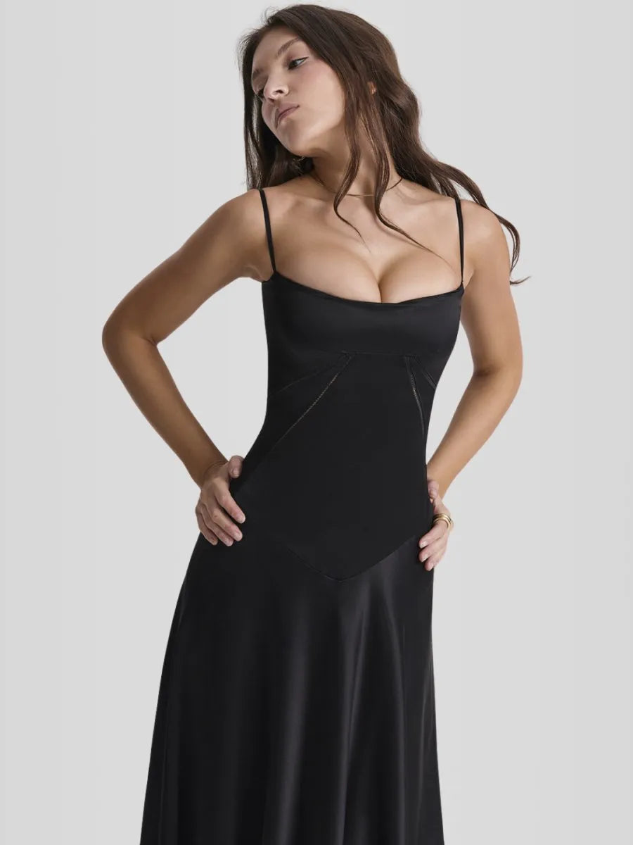 Vestido Longo Com Cetim Sedoso - Modelo Tyana