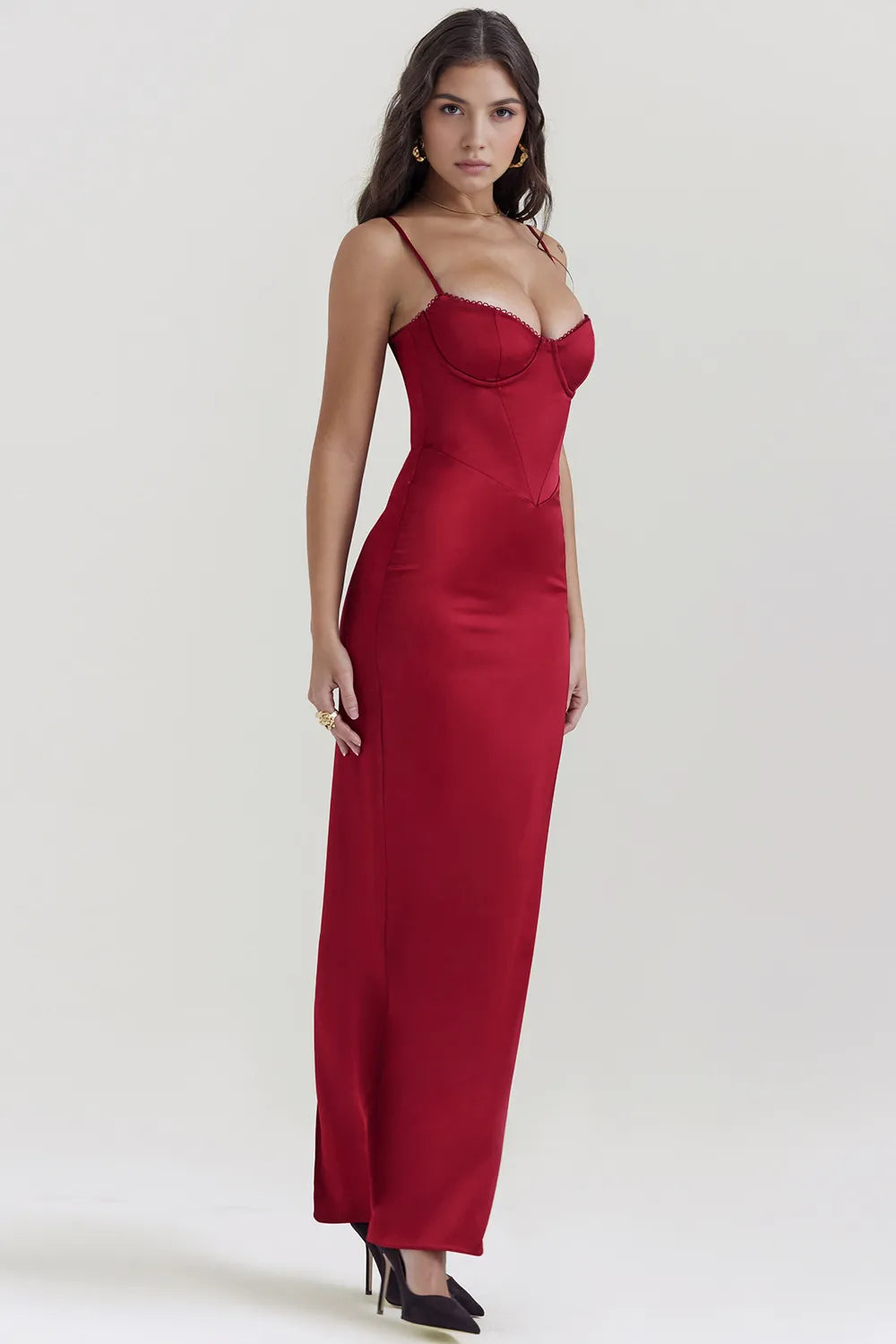 Vestido Longo Em Cetim - Modelo Isabelle