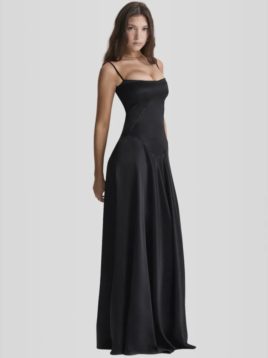 Vestido Longo Com Cetim Sedoso - Modelo Tyana