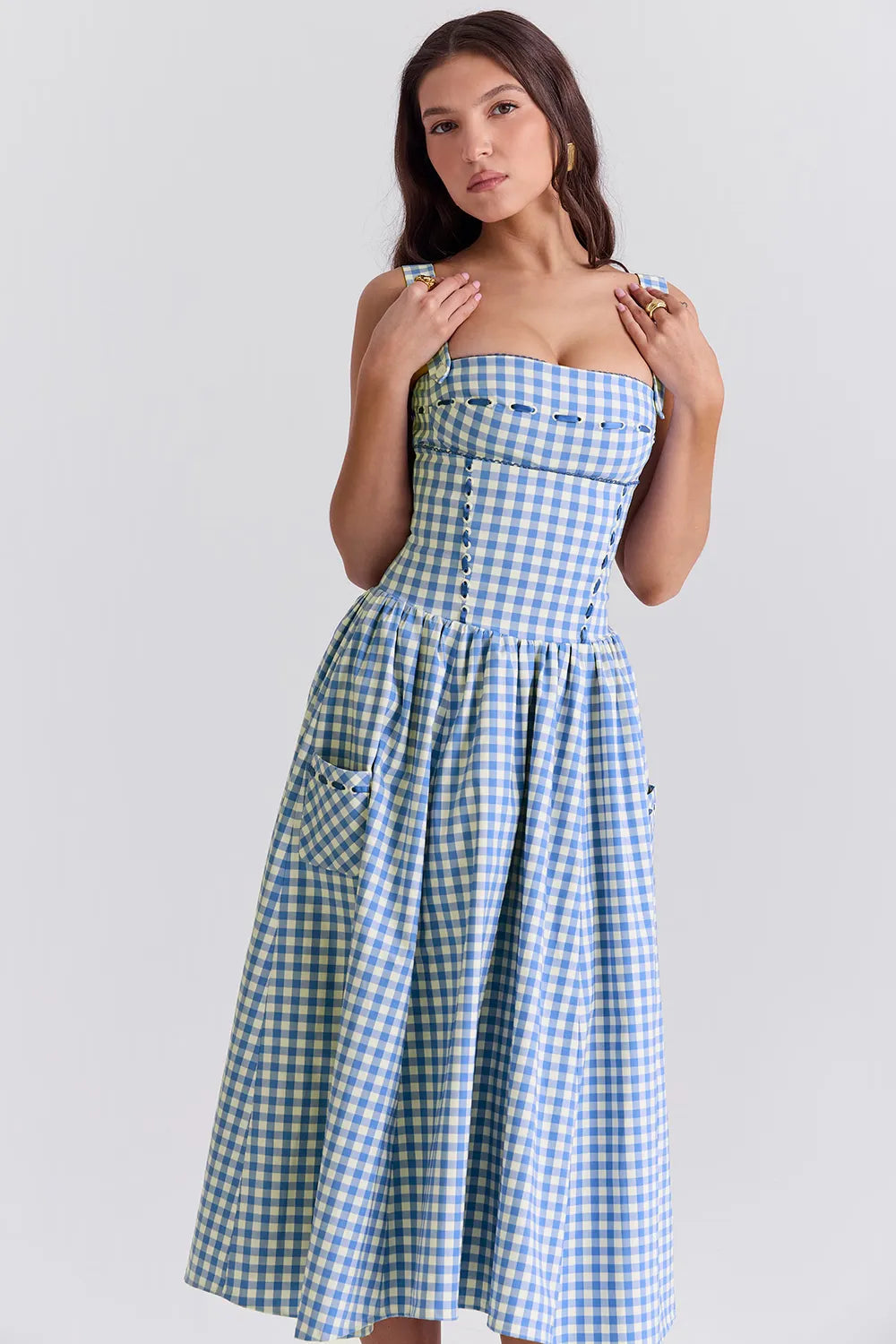 Vestido Midi Xadrez Modelador - Lauren