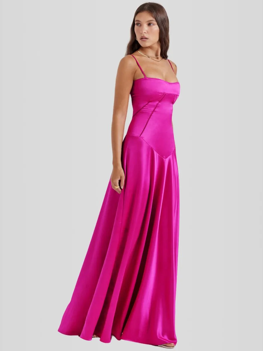 Vestido Longo Com Cetim Sedoso - Modelo Tyana