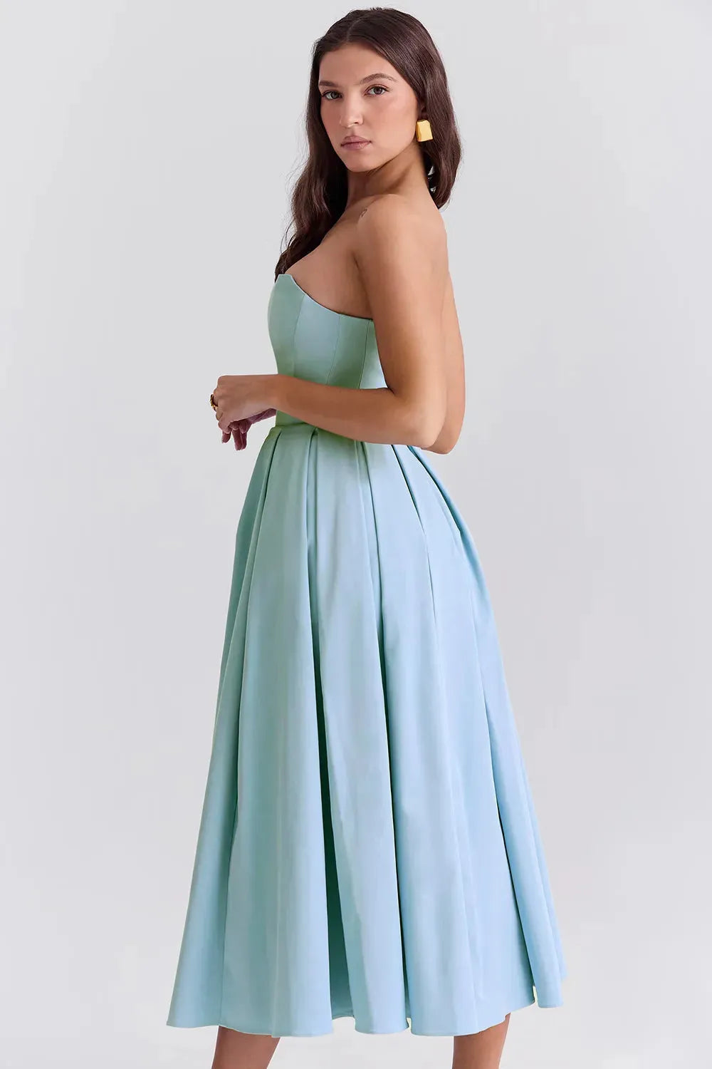 Vestido Feminino Midi Sem Alça Modelo Audrey