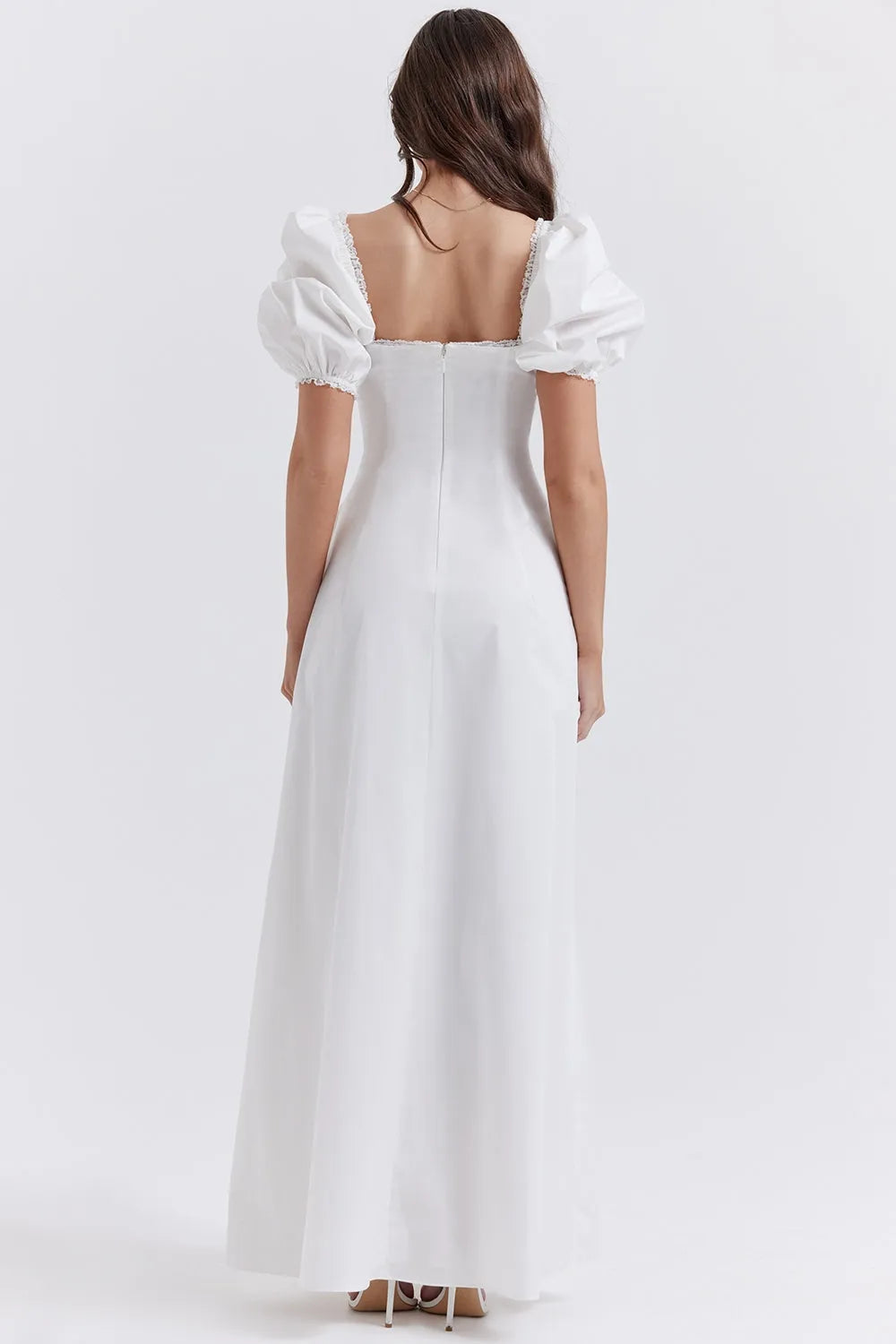 Vestido Longo Com Algodão Branco - Luna Belle