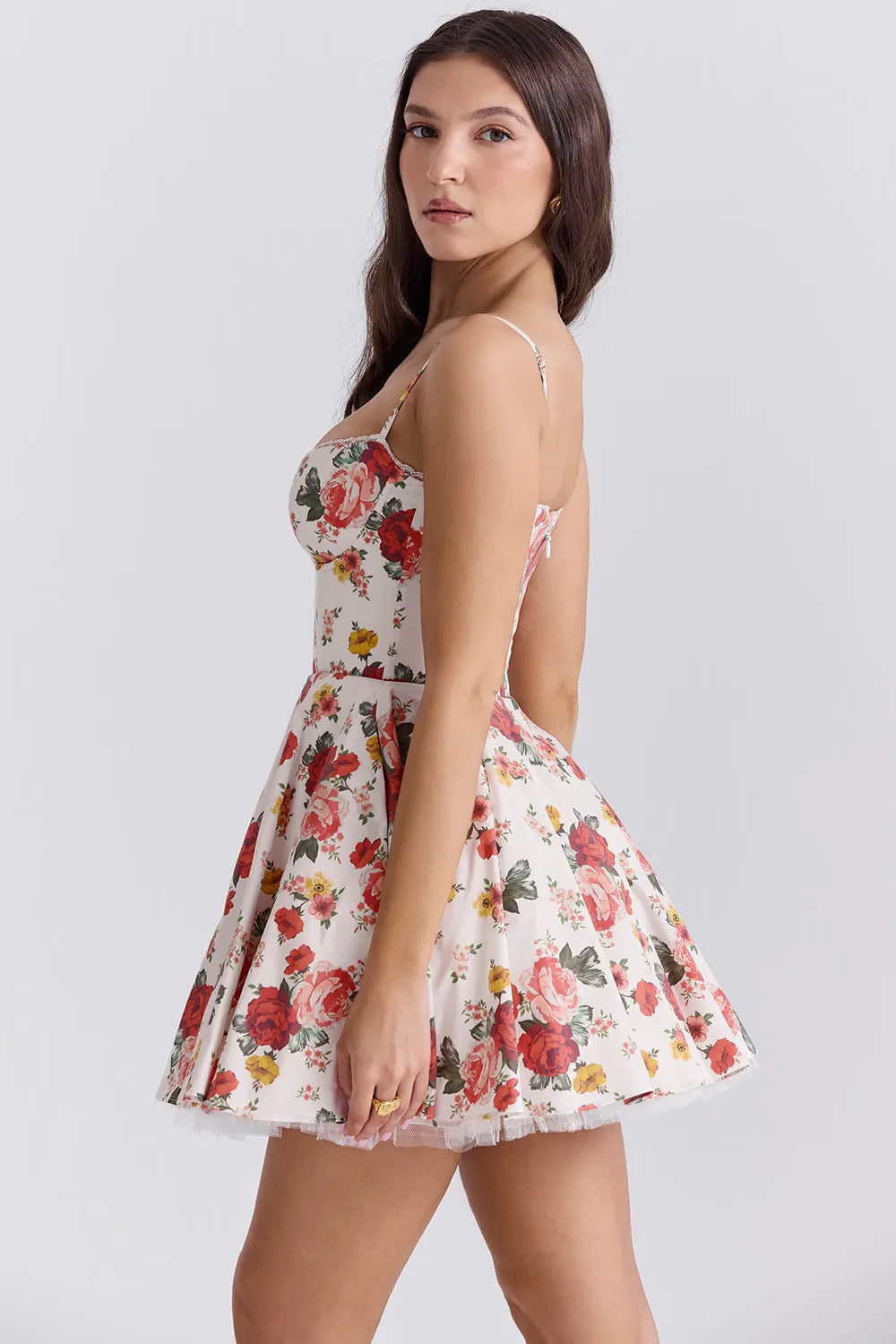 Vestido Curto Floral Modelador Com Forro - Cloe