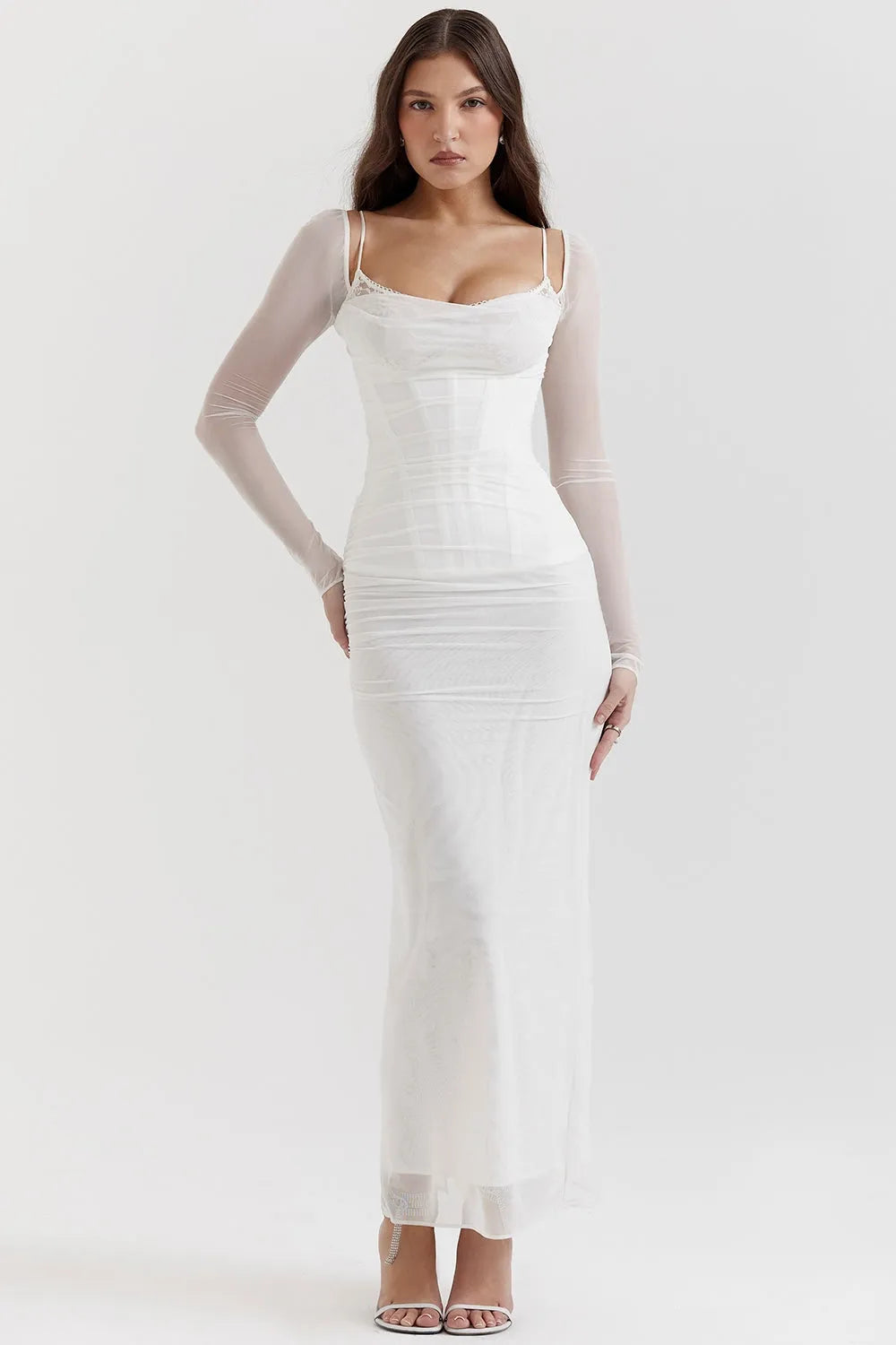 Vestido Longo Com Renda - Corpete