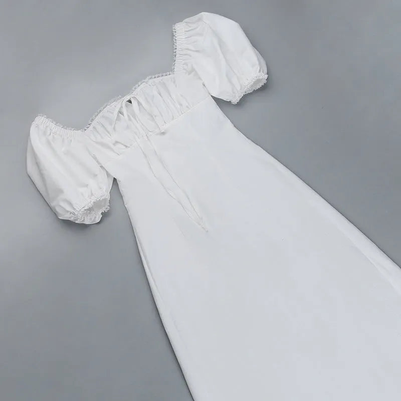 Vestido Longo Com Algodão Branco - Luna Belle