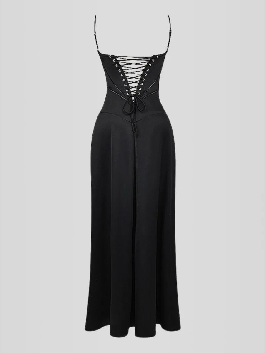 Vestido Longo Com Cetim Sedoso - Modelo Tyana
