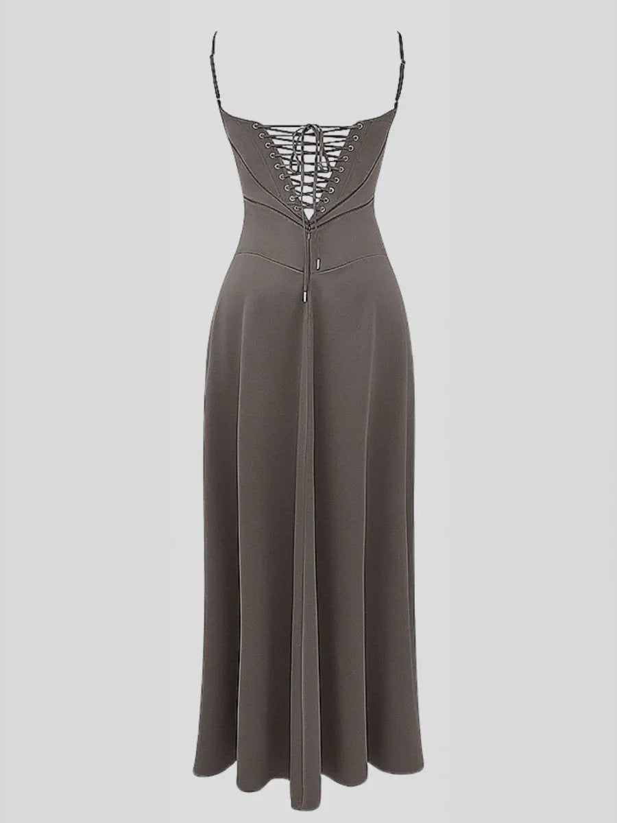 Vestido Longo Com Cetim Sedoso - Modelo Tyana