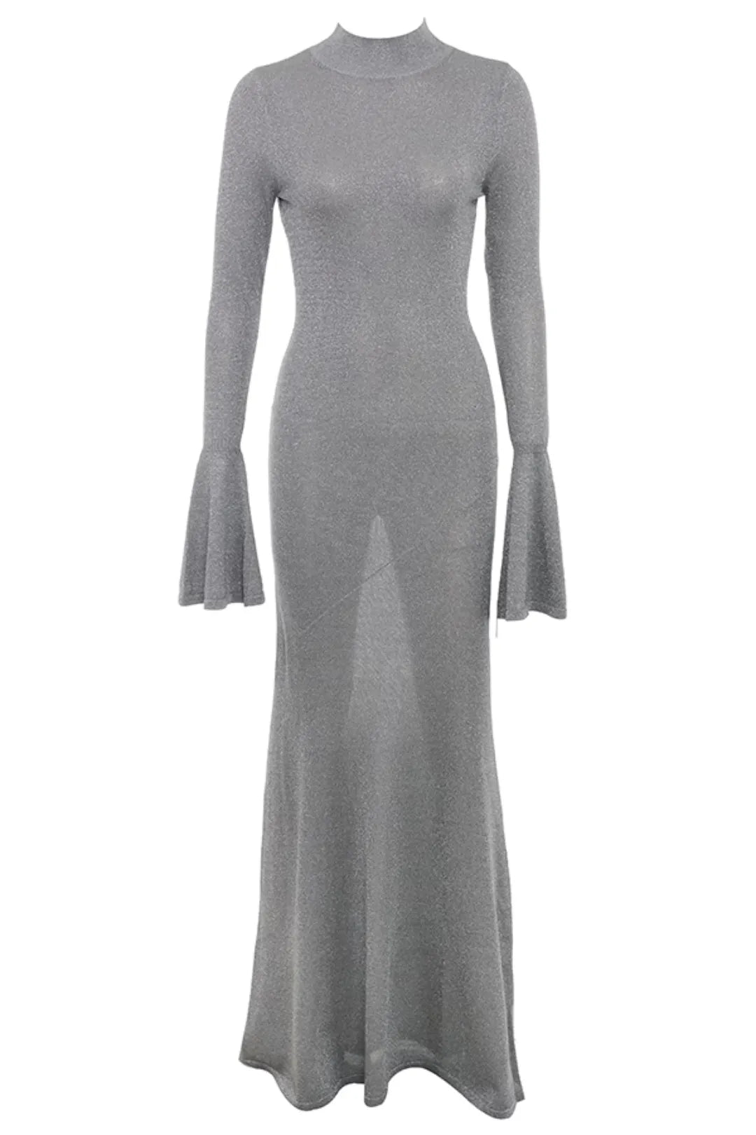Vestido Longo Para Festas Cinza Cativante Modelo Sancha