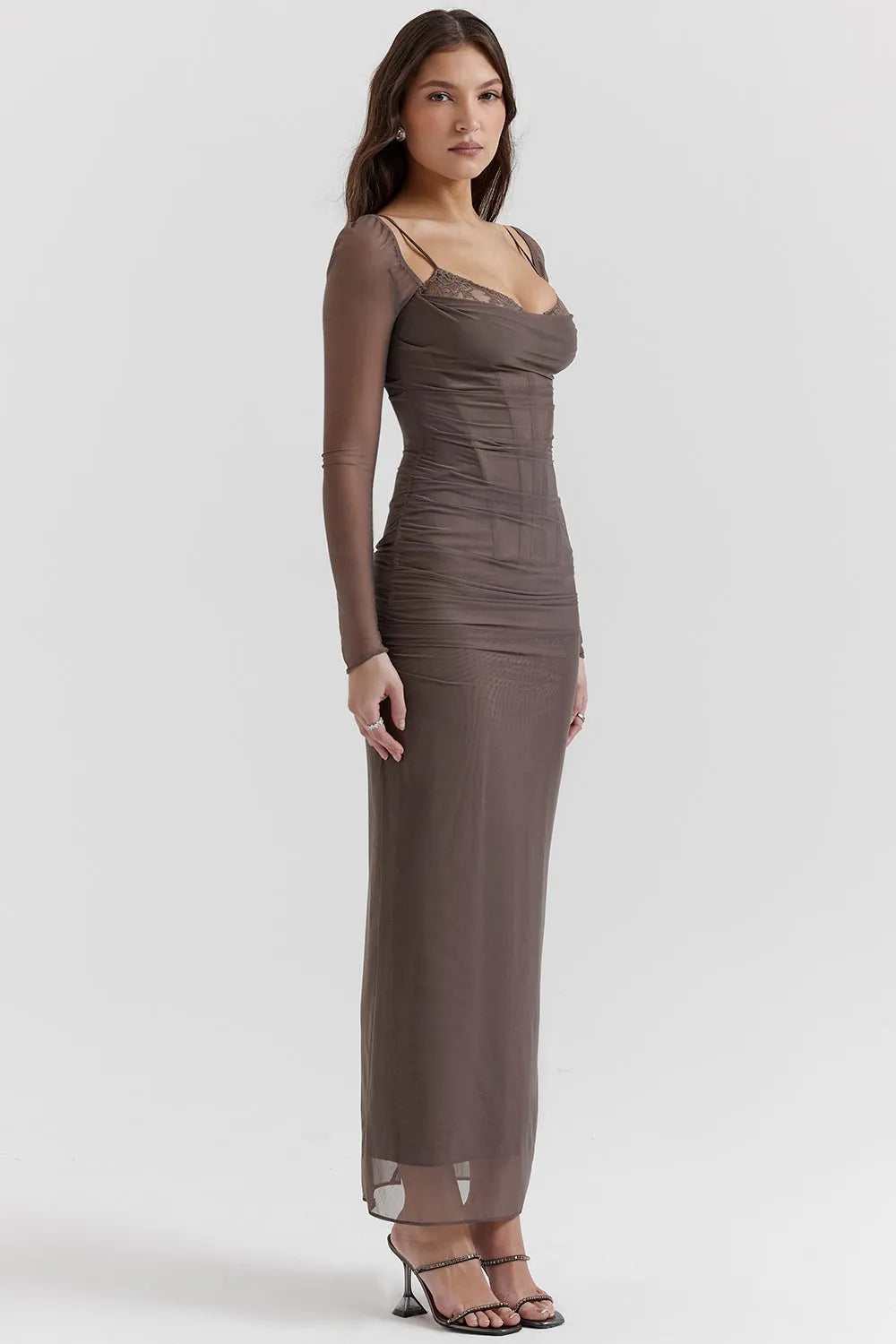 Vestido Longo Com Renda - Corpete