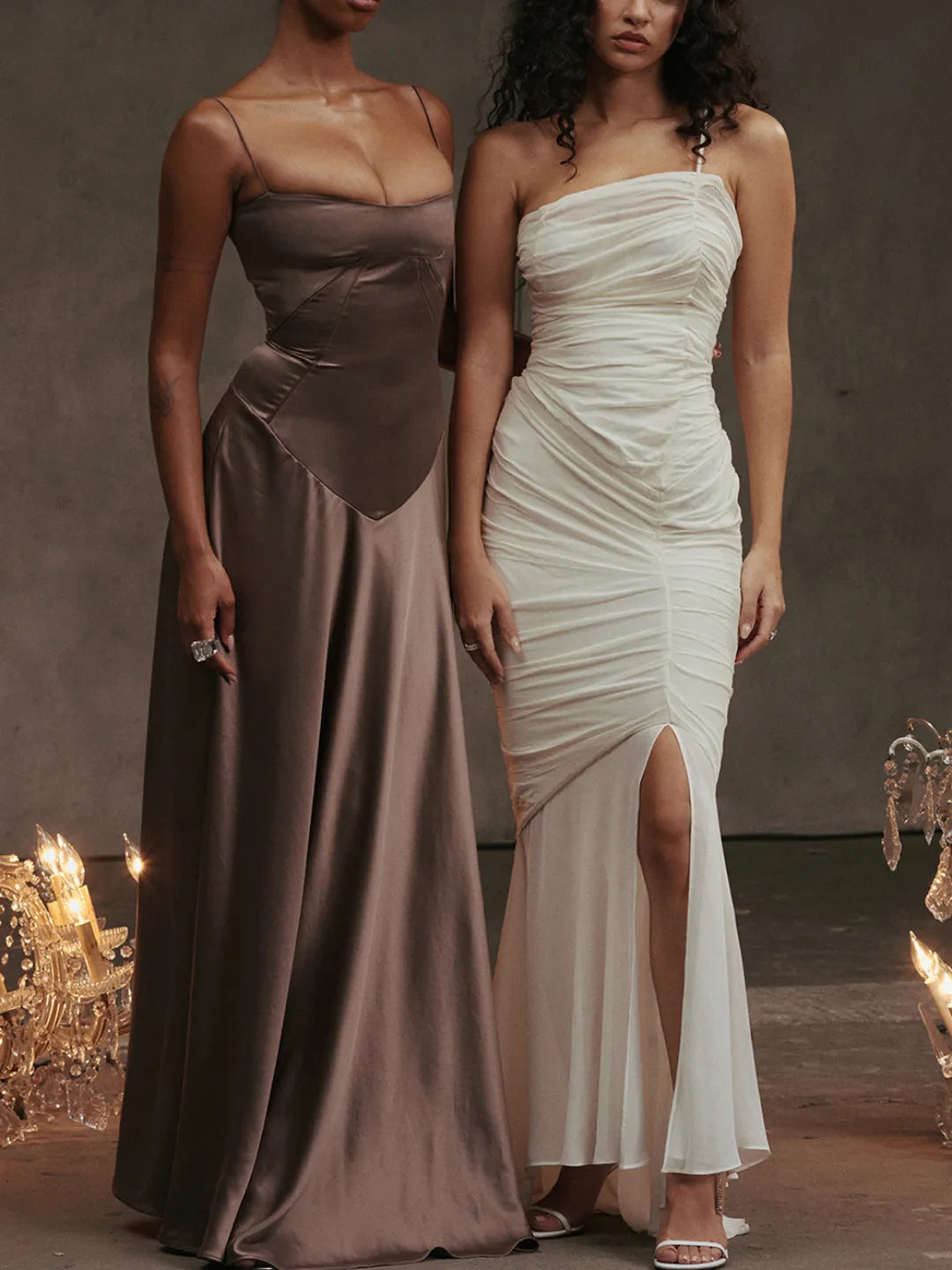 Vestido Longo Com Cetim Sedoso - Modelo Tyana