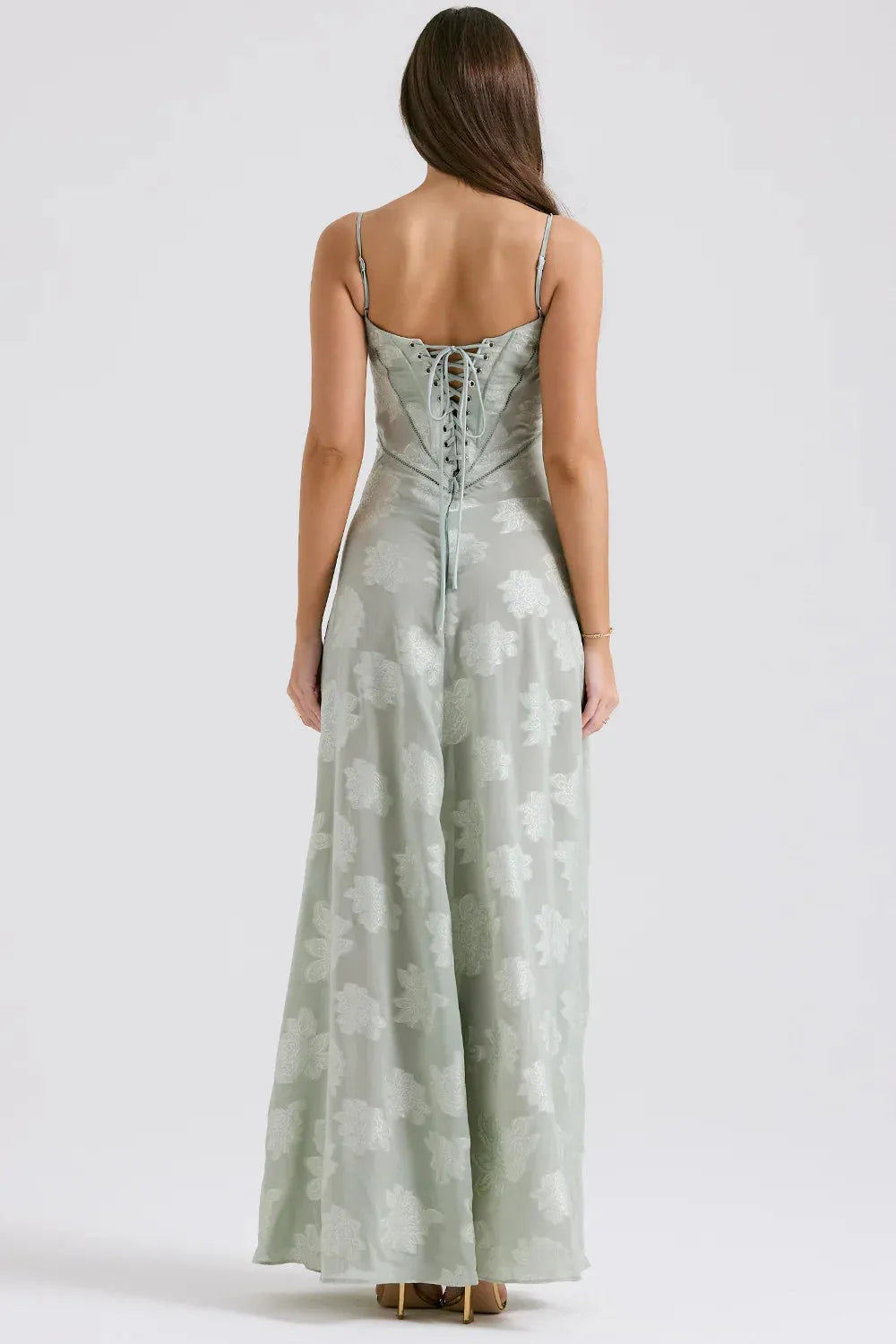 Vestido Longo Semitransparente Floral Branco - Mavie