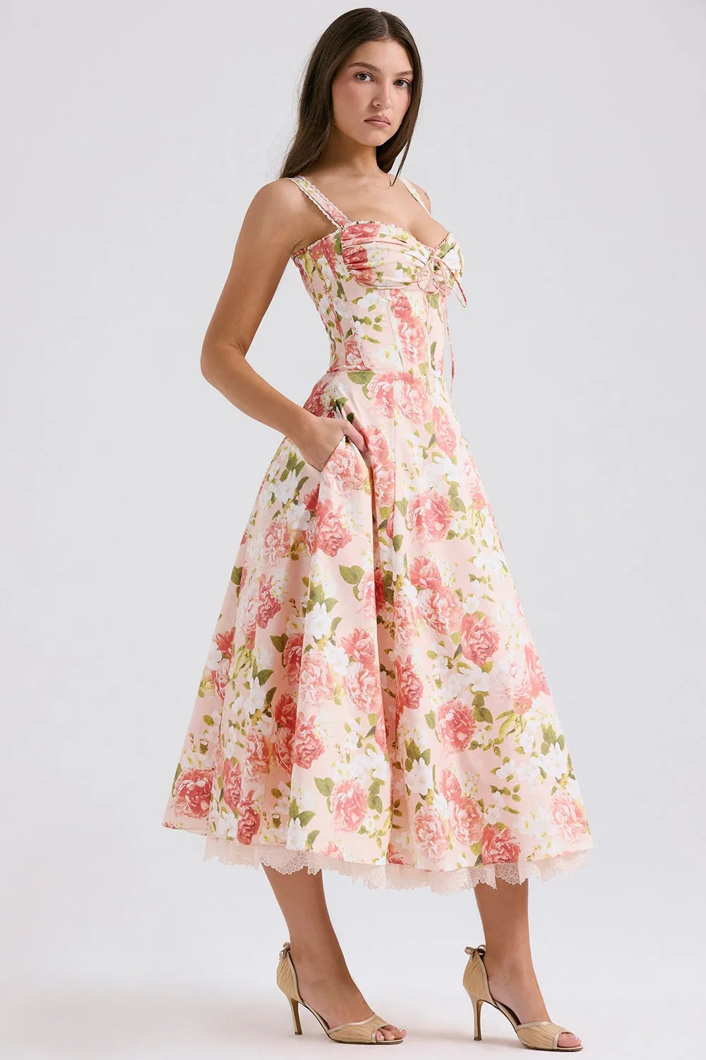 Vestido Midi Floral - Com Espartilho