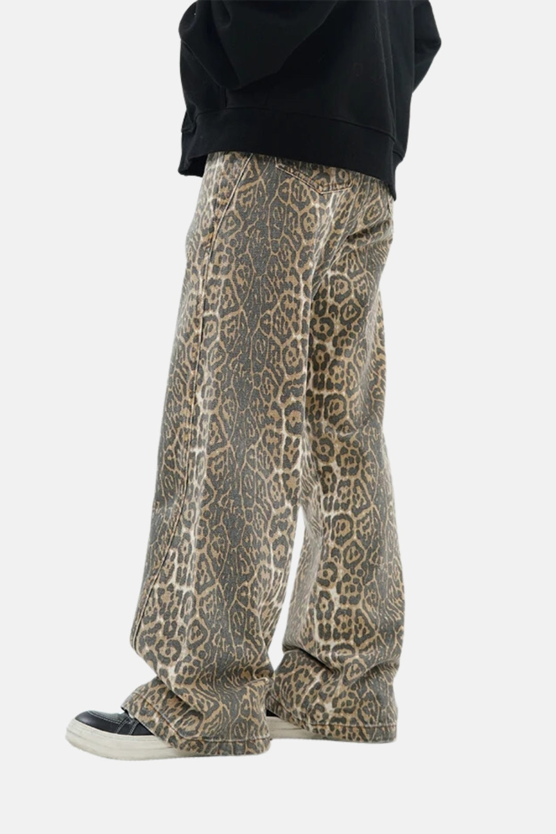Calça Jeans Wide Leg Animal Print Wild