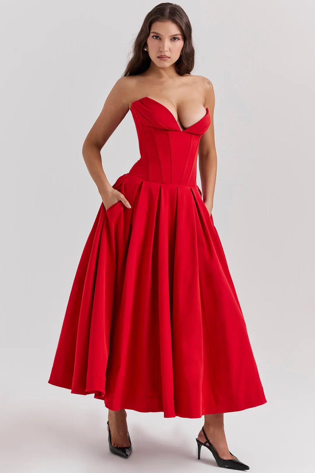 Vestido Midi Espartilho - Modelo Cristina