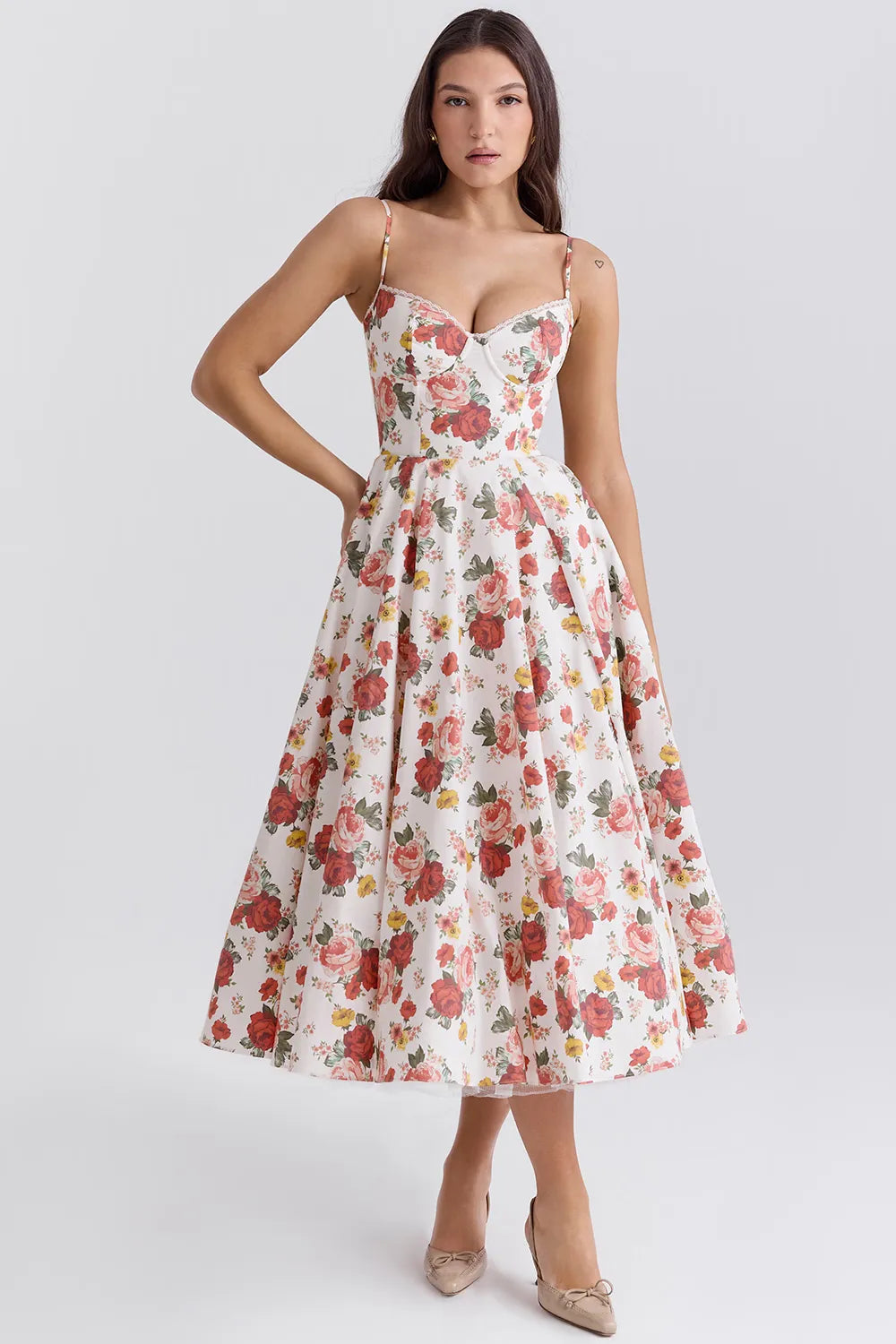Vestido Midi Modelador Com Forro em Tule - Mademoiselle