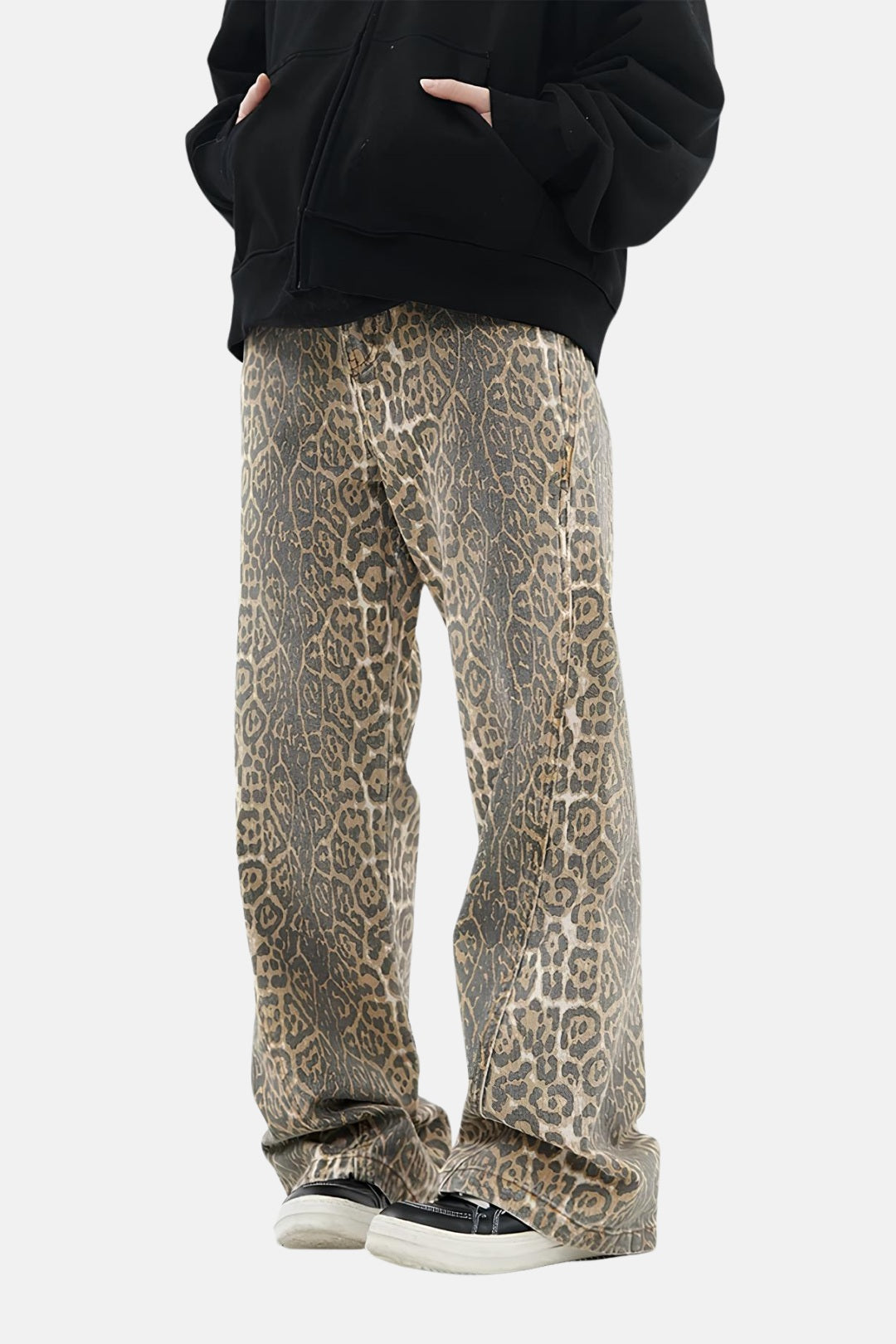 Calça Jeans Wide Leg Animal Print Wild